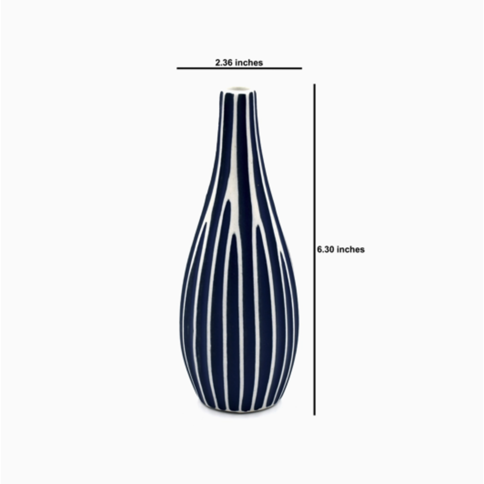 Outside The Box 6" Modo Mini Dark Blue & White Handcrafted Porcelain Bud Vase