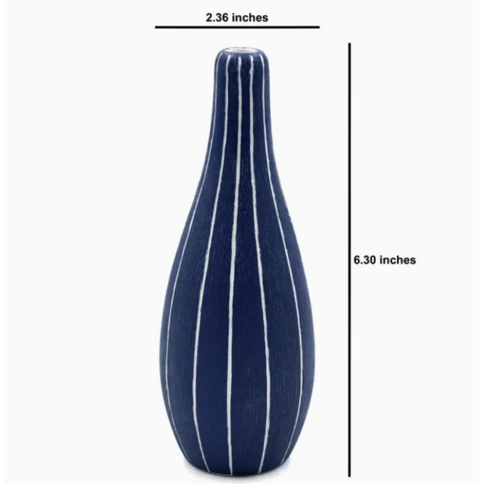 Outside The Box 6" Modo Mini Blue & White Stripes Handcrafted Porcelain Bud Vase