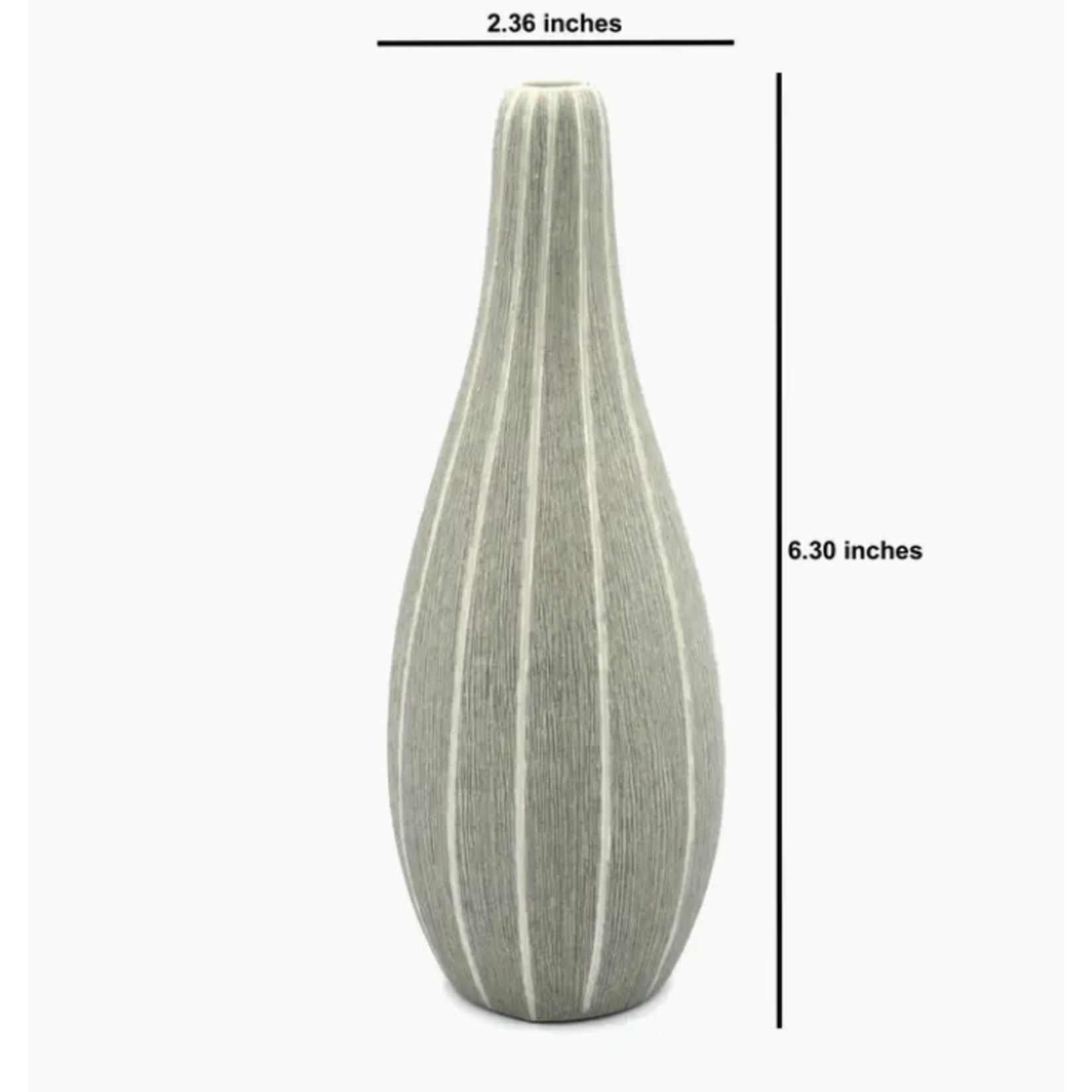 Outside The Box 6" Modo Mini Grey & White Stripes Handcrafted Porcelain Bud Vase