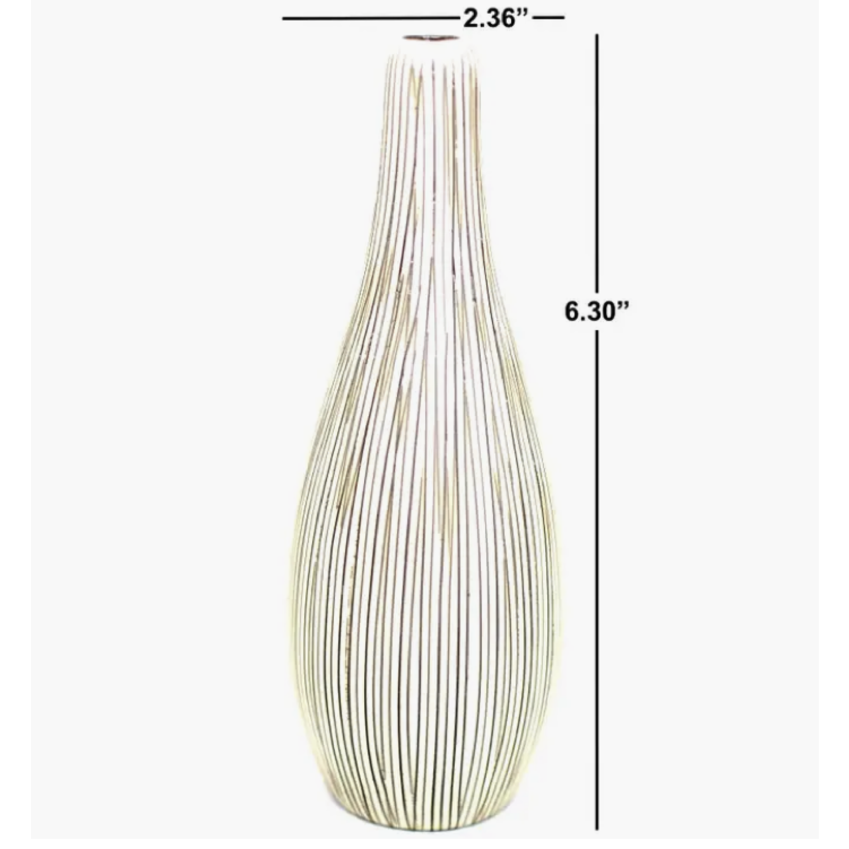 Outside The Box 6" Modo Mini White & Brown Lines Handcrafted Porcelain Bud Vase
