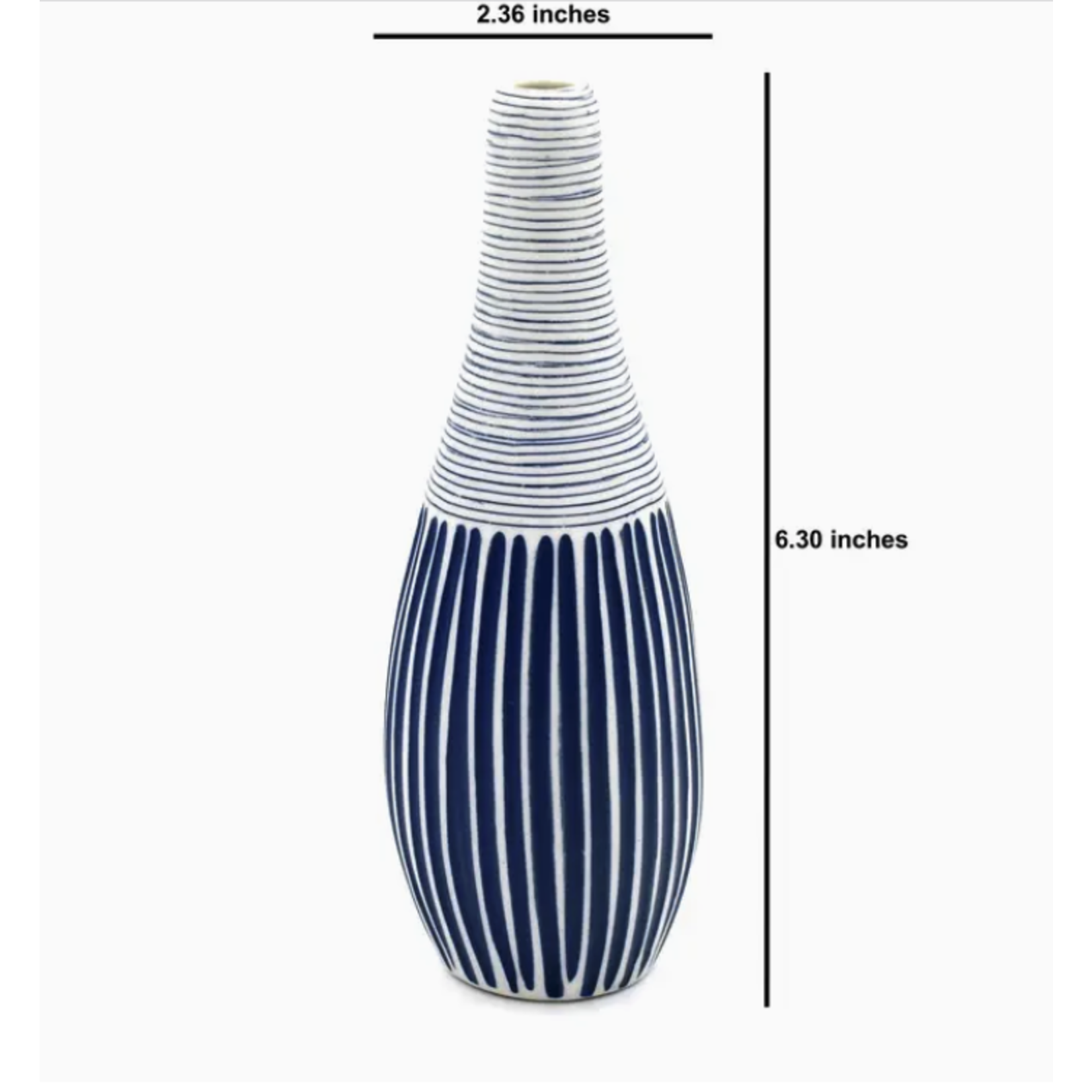 Outside The Box 6" Modo Mini Blue & White Handcrafted Porcelain Bud Vase