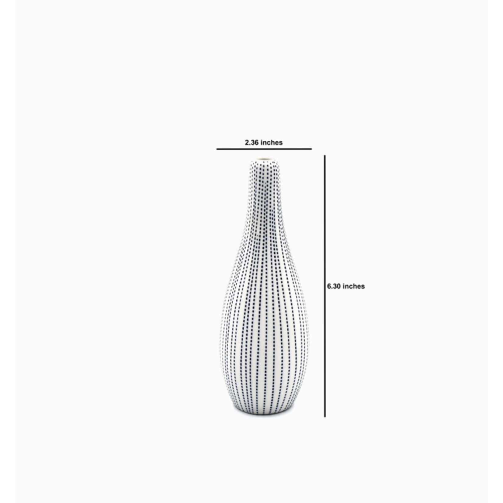 Outside The Box 6" Modo Mini White & Blue Dots Handcrafted Porcelain Bud Vase