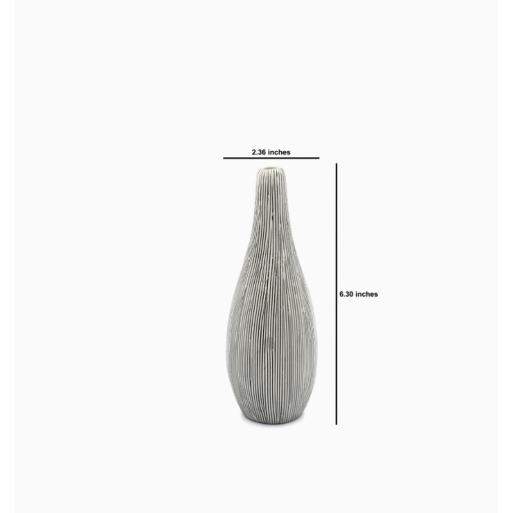 Outside The Box 6" Modo Mini White & Black Lines Handcrafted Porcelain Bud Vase