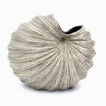 Outside The Box 6" Palm White & Brown Lines Handcrafted Porcelain Vase