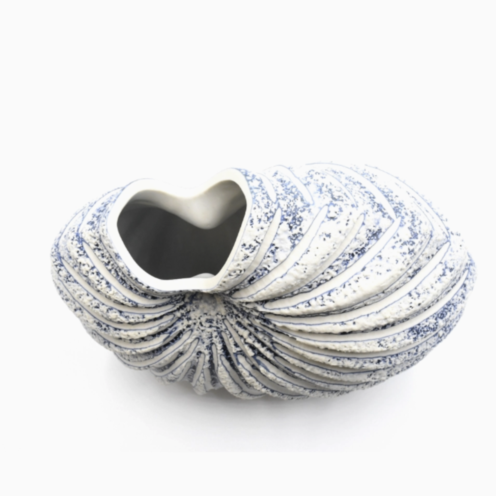 Outside The Box 6" Palm White & Blue Textured Handcrafted Porcelain Vase