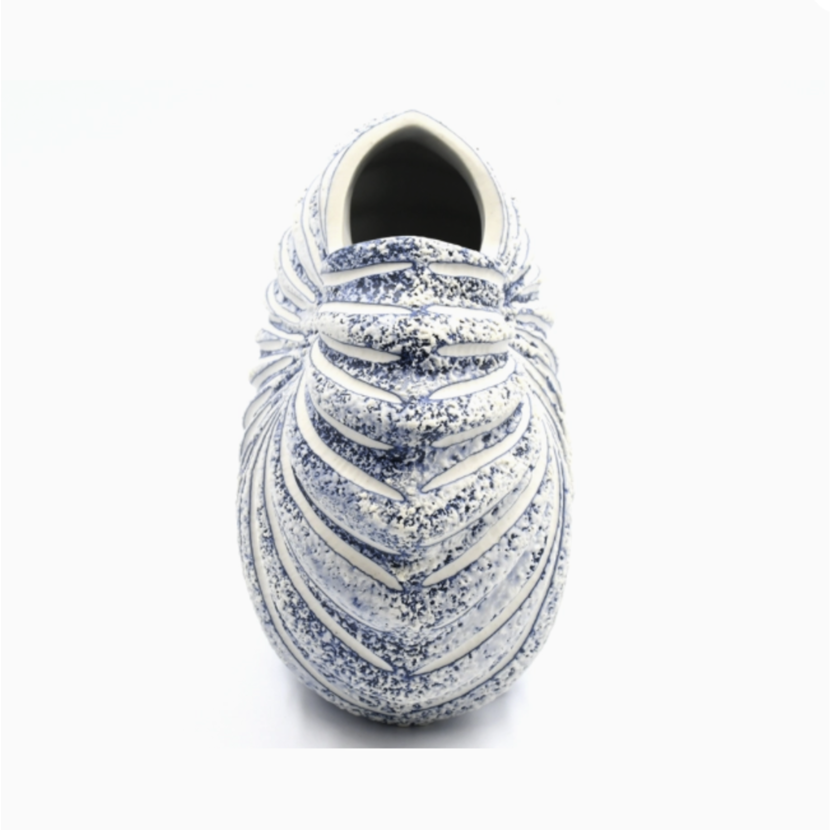 Outside The Box 6" Palm White & Blue Textured Handcrafted Porcelain Vase