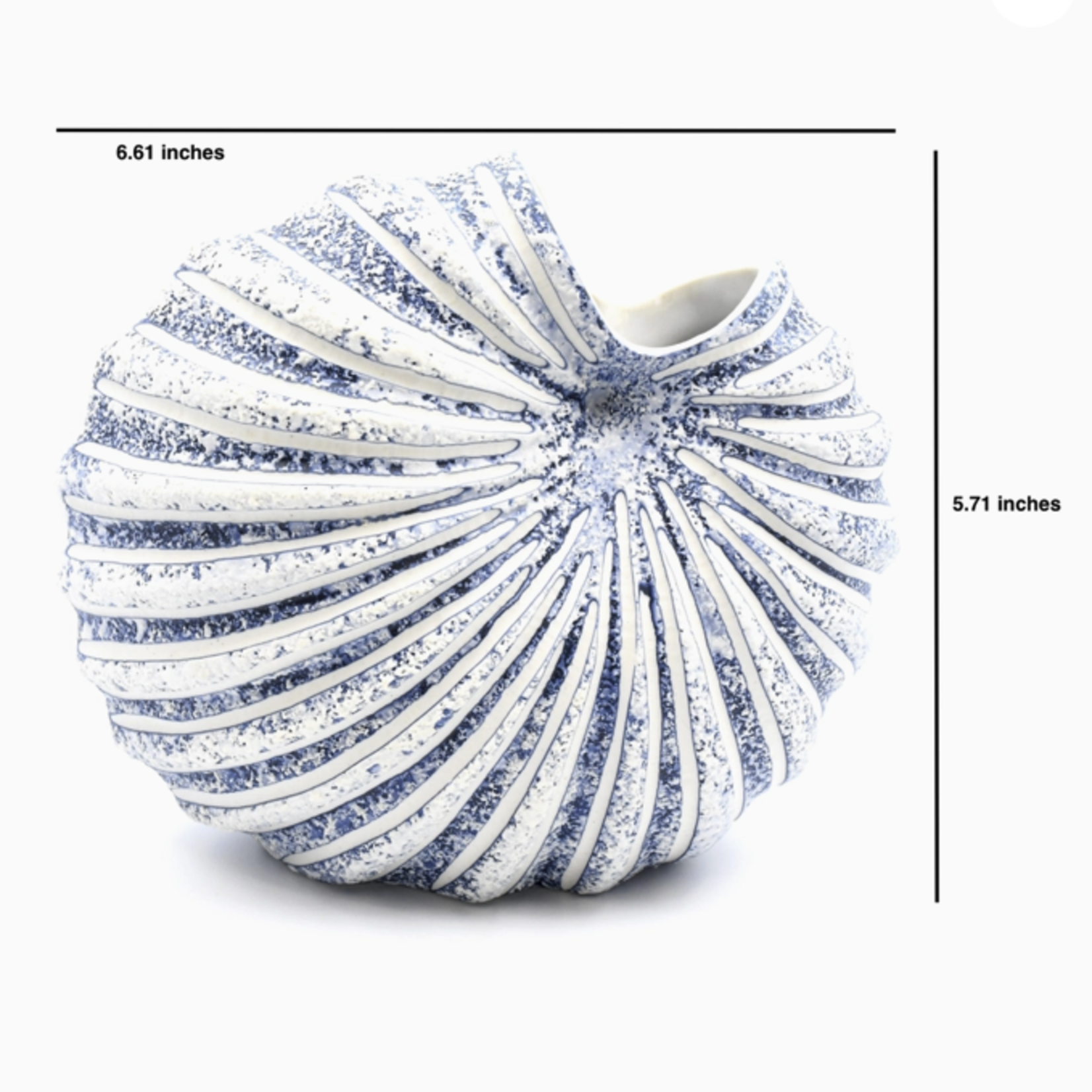 Outside The Box 6" Palm White & Blue Textured Handcrafted Porcelain Vase