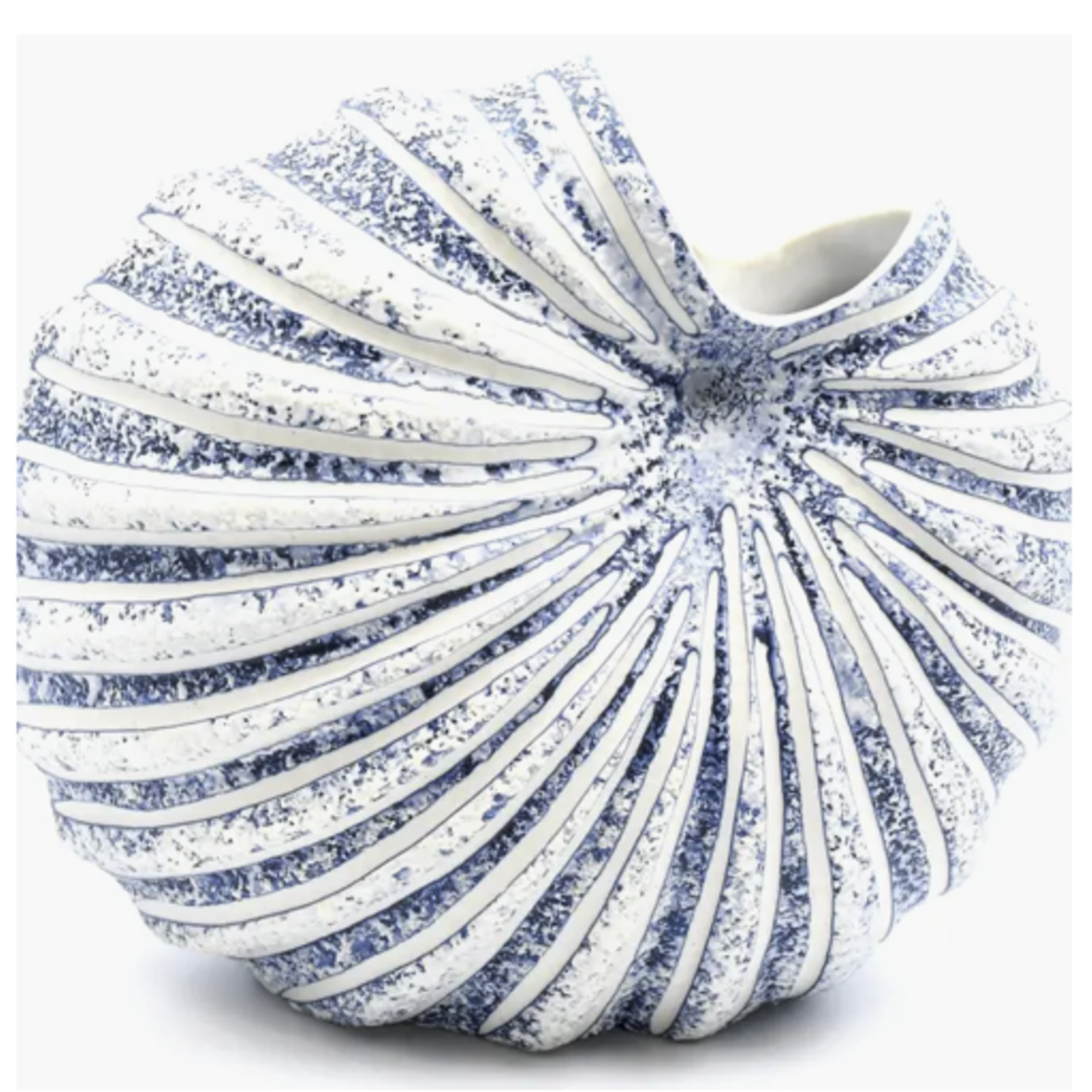 Outside The Box 6" Palm White & Blue Textured Handcrafted Porcelain Vase