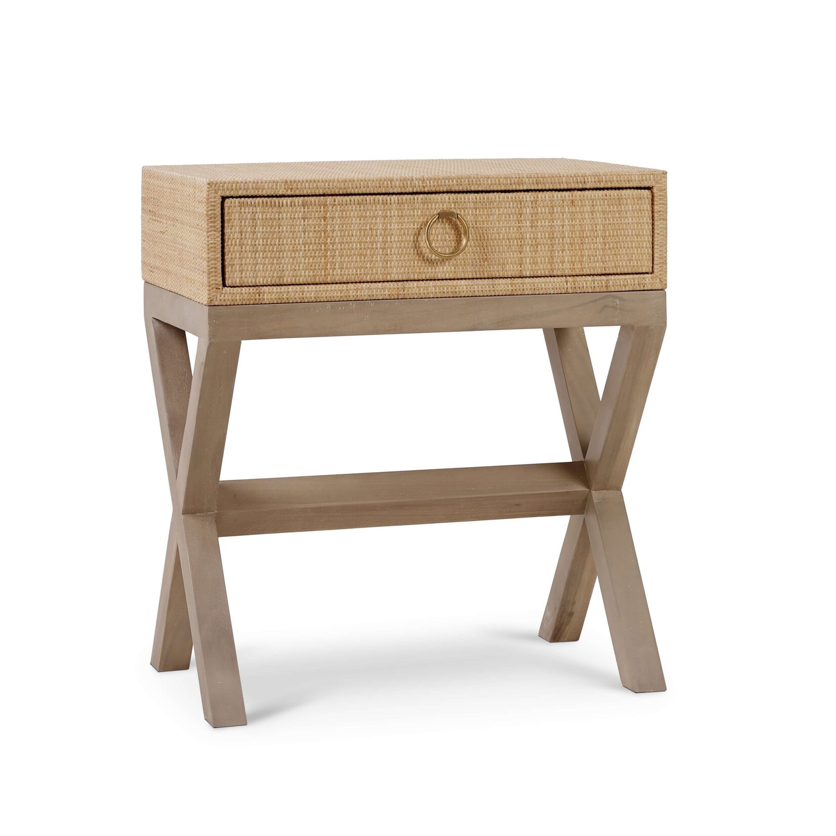 Outside The Box 28x18x31 Renoir Natural Rattan Wrapped Mahogany Side Table In Sandbar