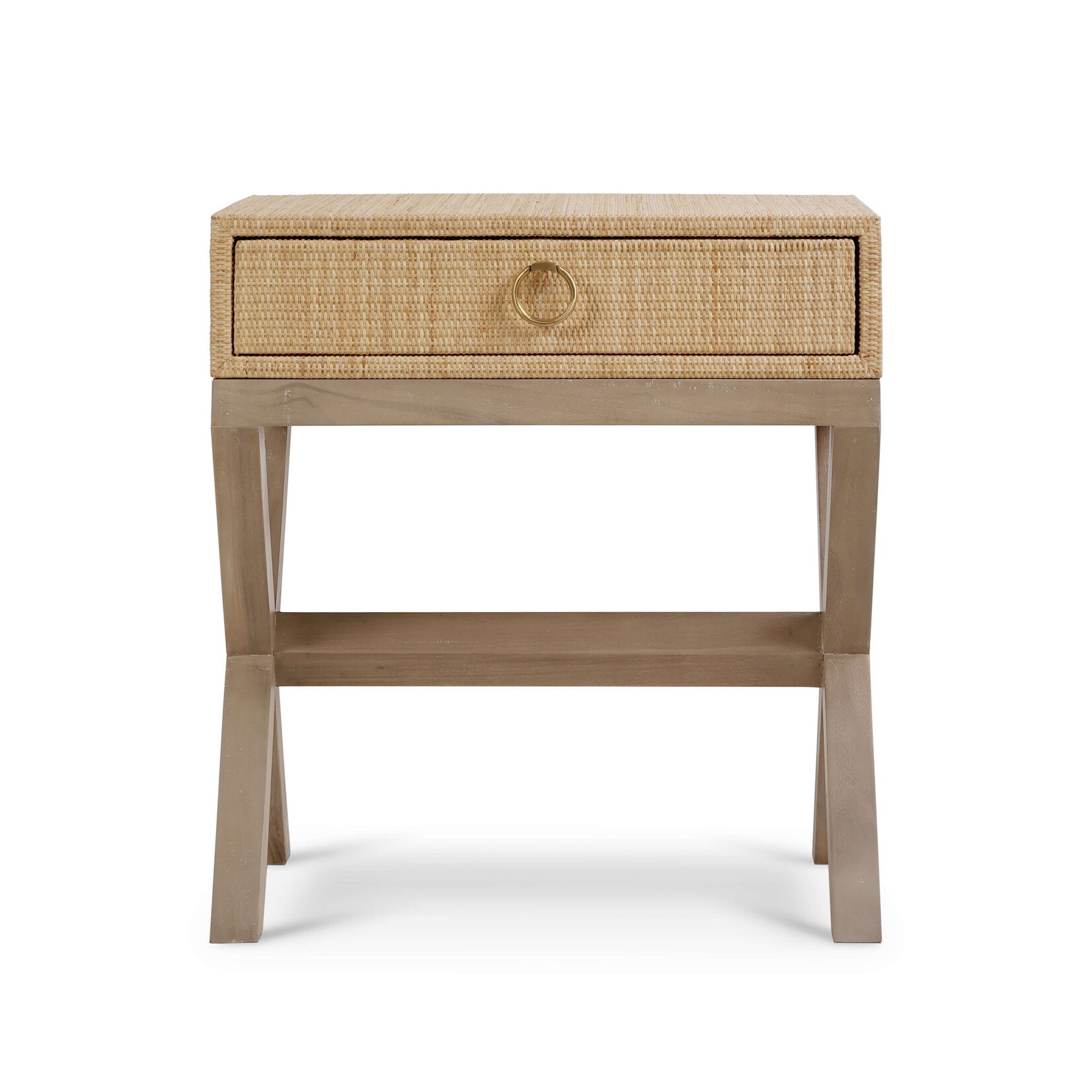 Outside The Box 28x18x31 Renoir Natural Rattan Wrapped Mahogany Side Table In Sandbar