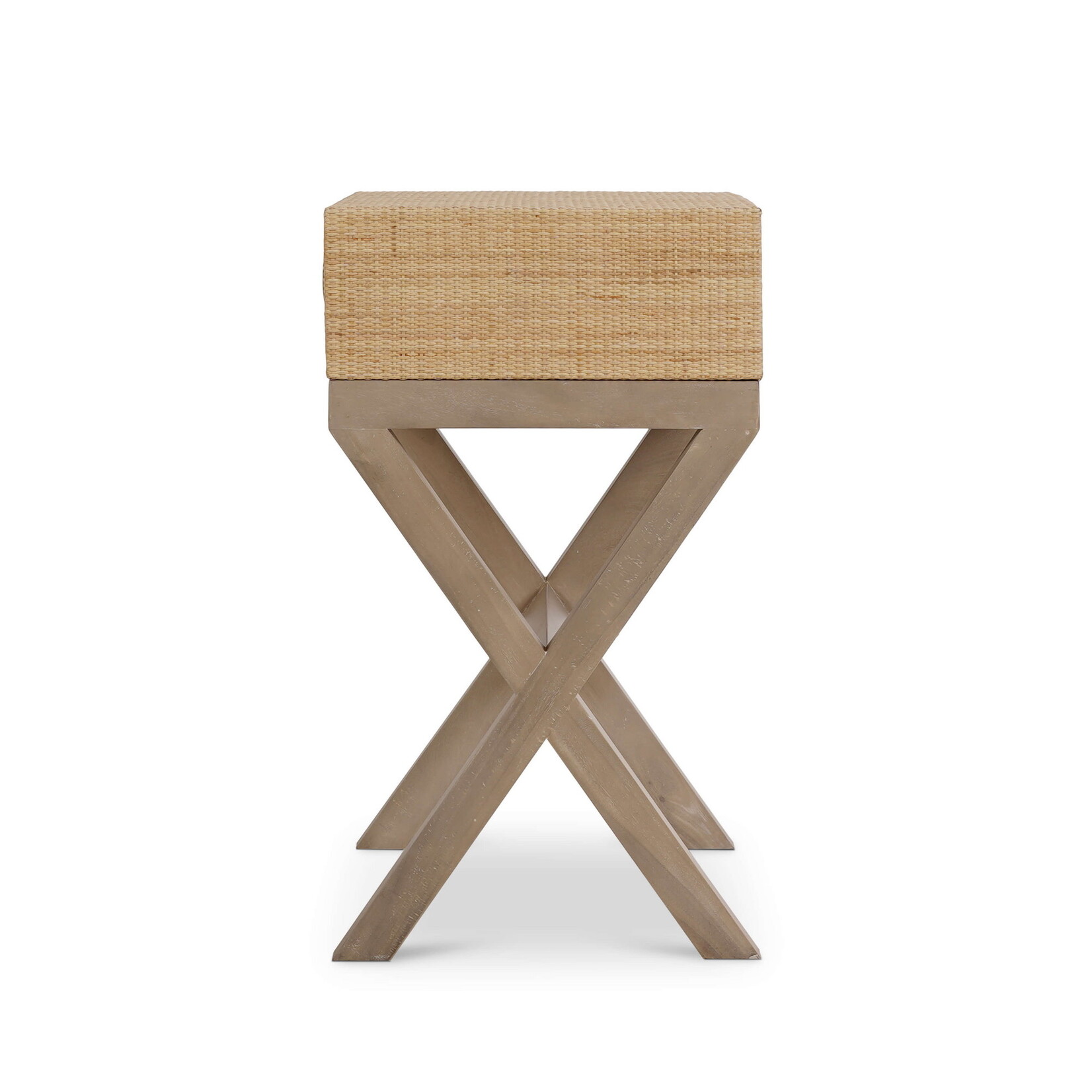 Outside The Box 28x18x31 Renoir Natural Rattan Wrapped Mahogany Side Table In Sandbar