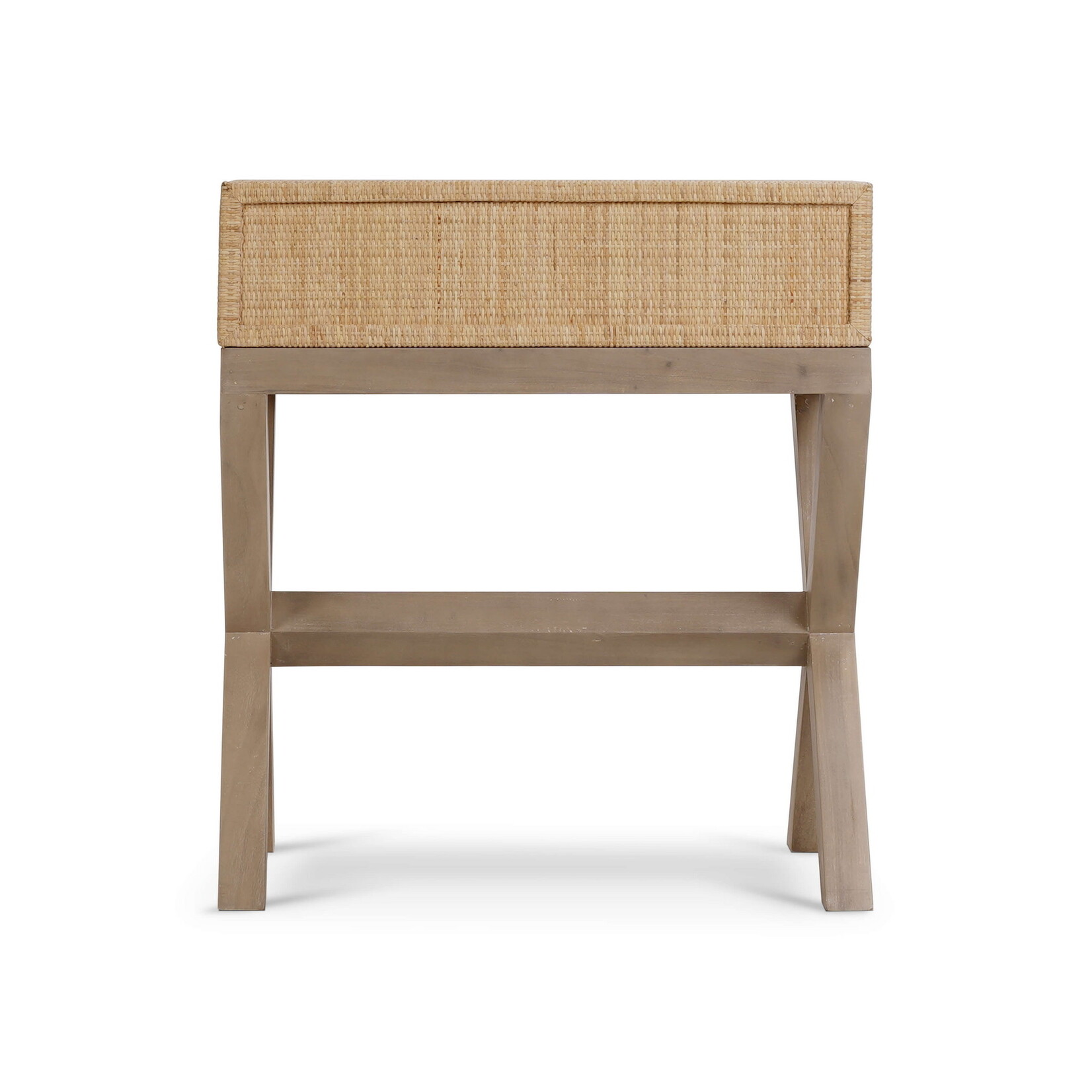 Outside The Box 28x18x31 Renoir Natural Rattan Wrapped Mahogany Side Table In Sandbar