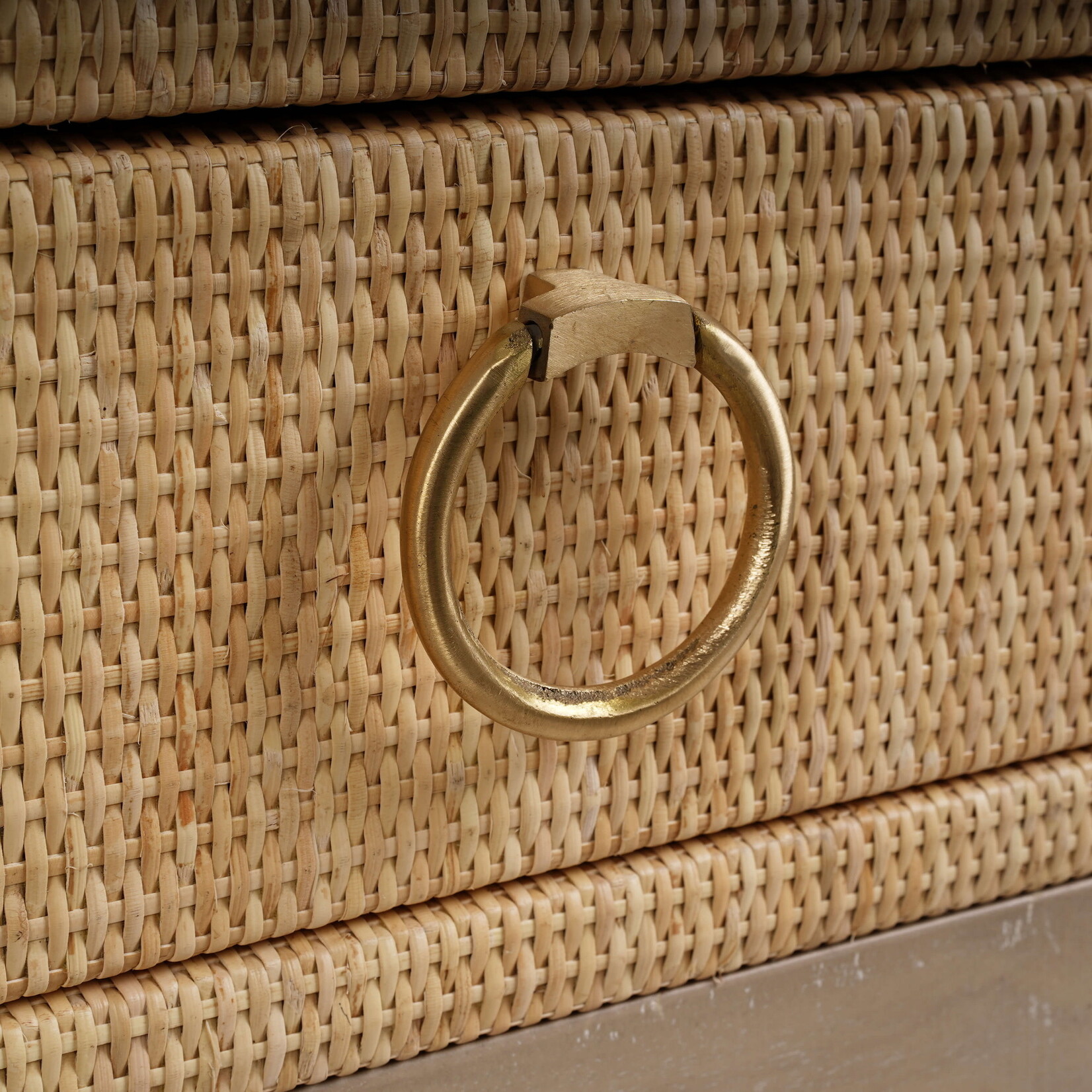 Outside The Box 28x18x31 Renoir Natural Rattan Wrapped Mahogany Side Table In Sandbar