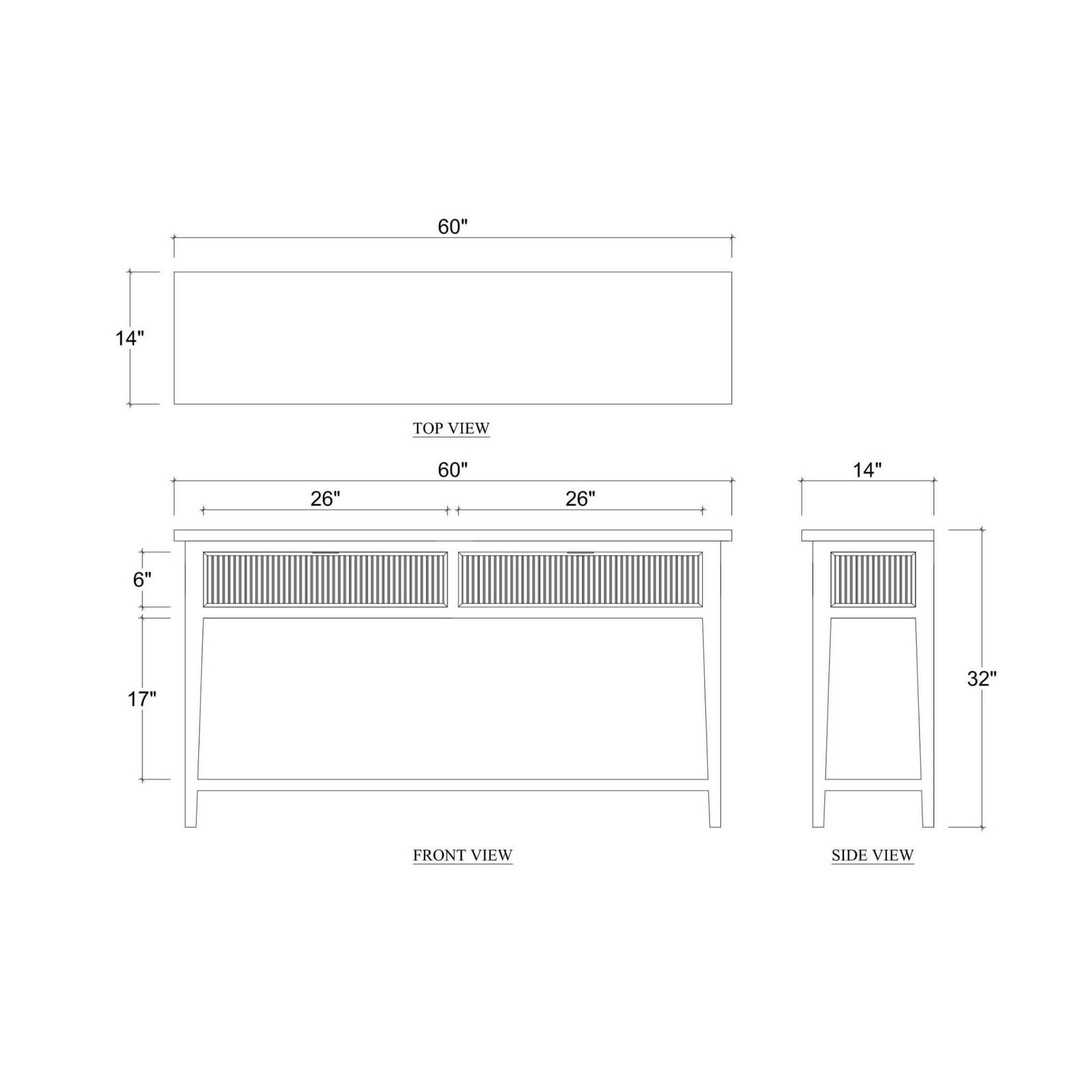 Outside The Box 60x14x32 Kraton Solid Mahogany 2 Drawer Console Table In Sandbar