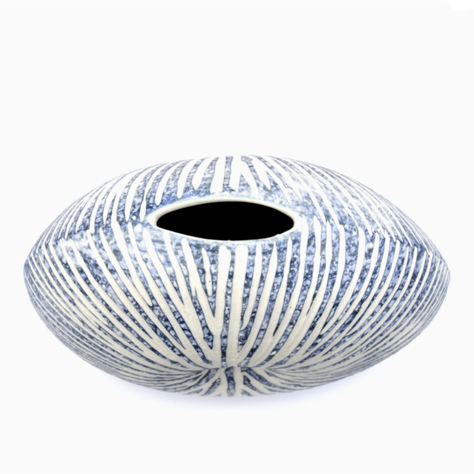 Outside The Box 6" Diva White & Blue Textured Handcrafted Porcelain Mini L-Shape Bud Vase
