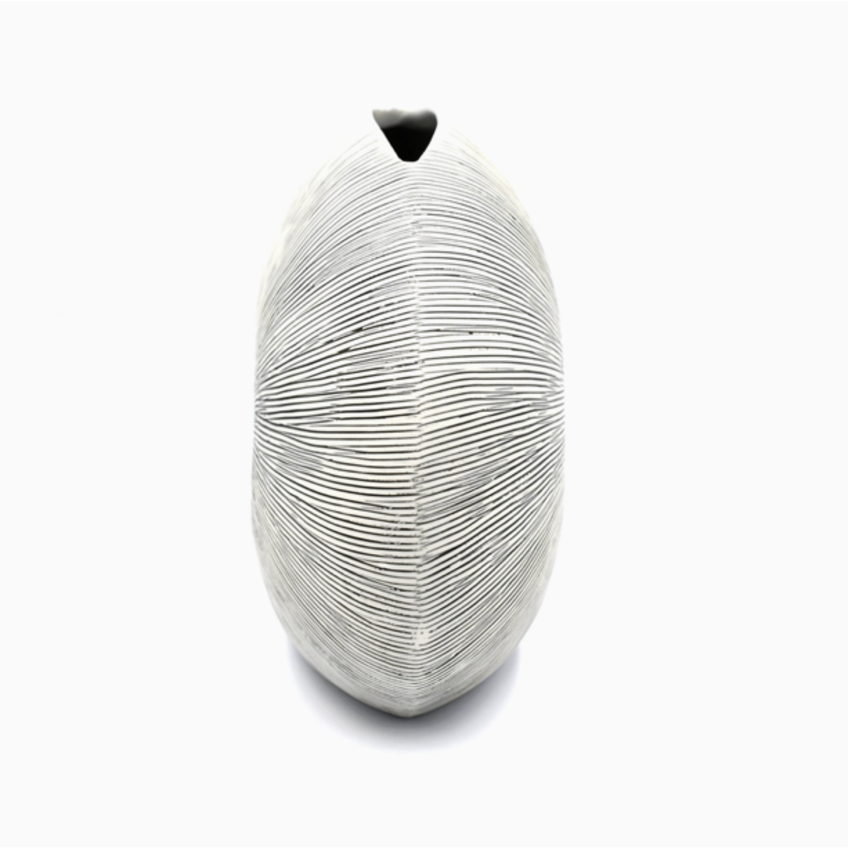 Outside The Box 6" Diva White & Black Lines Handcrafted Porcelain Vase