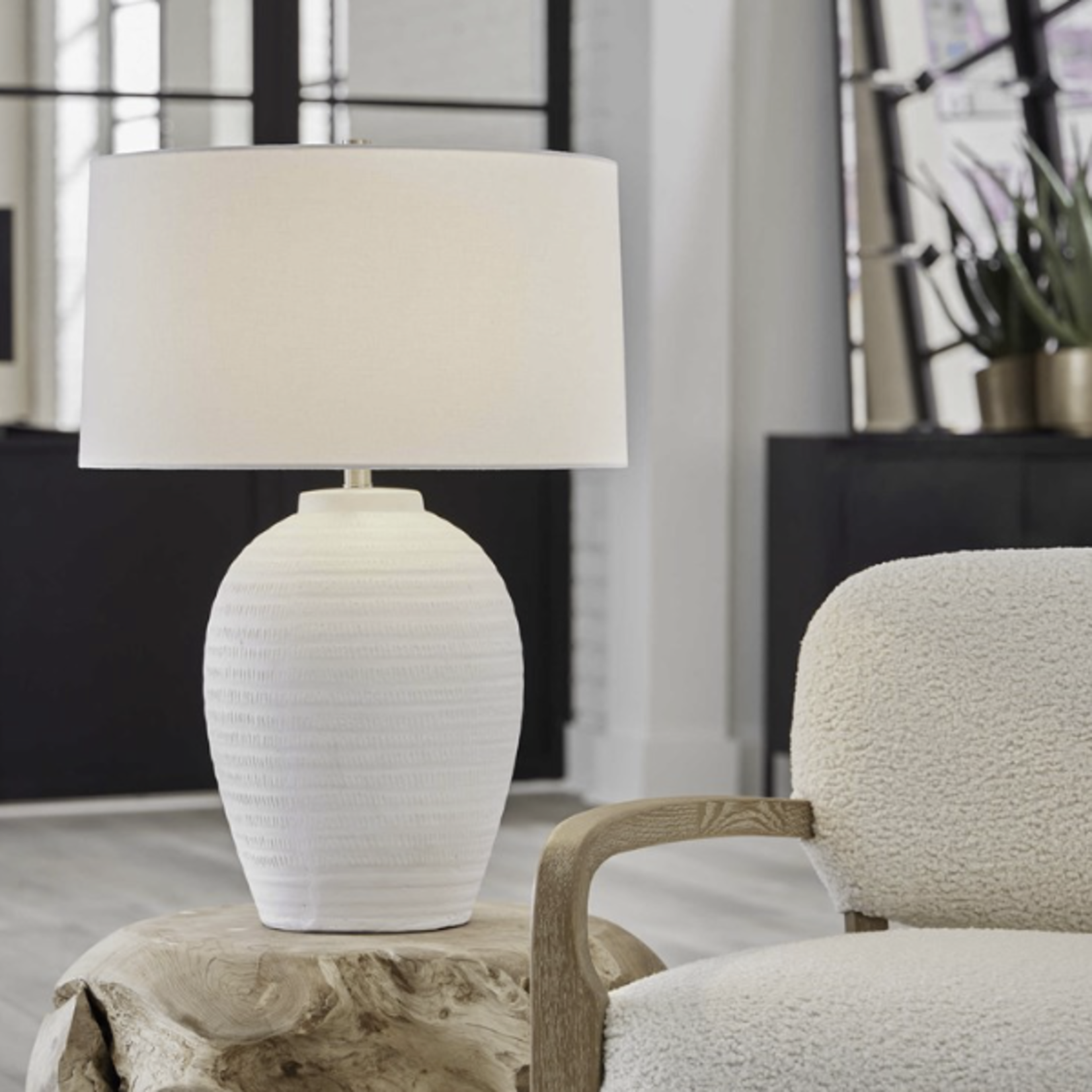 Outside The Box 29" Uttermost Reyna White Ceramic Table Lamp