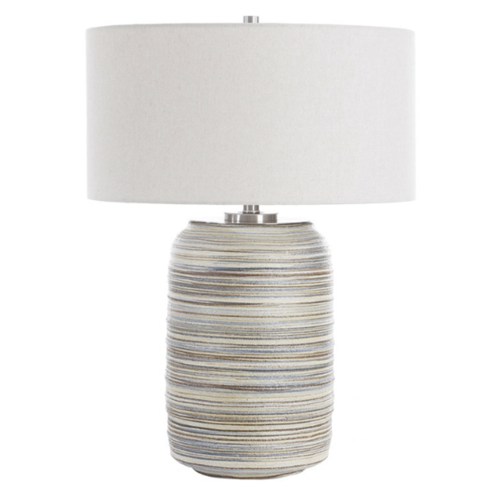 Outside The Box 27" Uttermost Prospect Brown Taupe Hues Striped Ceramic Table Lamp