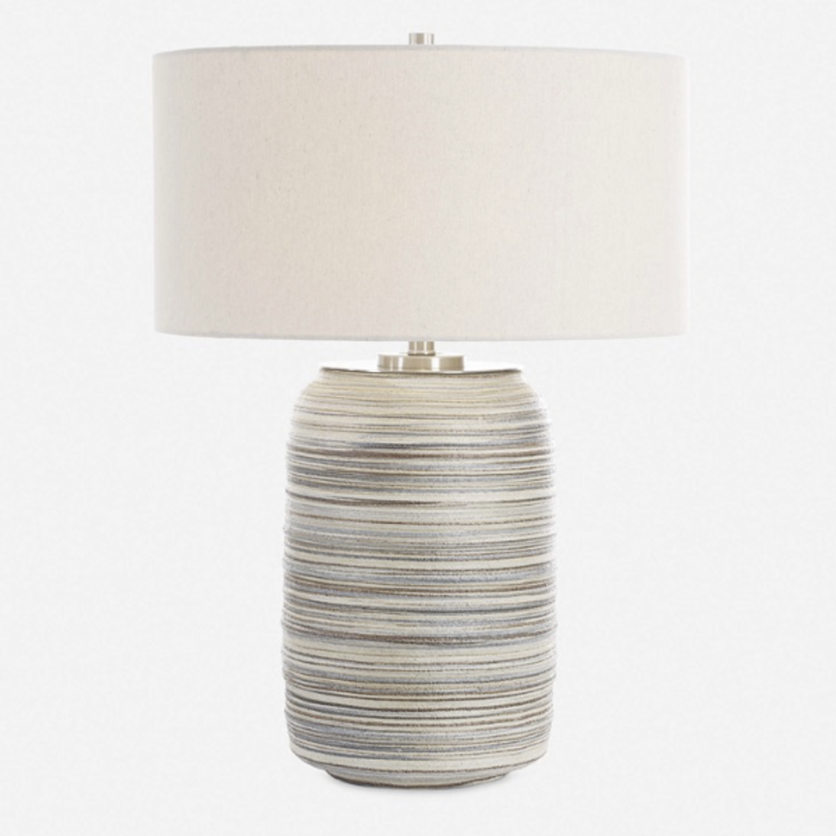 Outside The Box 27" Uttermost Prospect Brown Taupe Hues Striped Ceramic Table Lamp