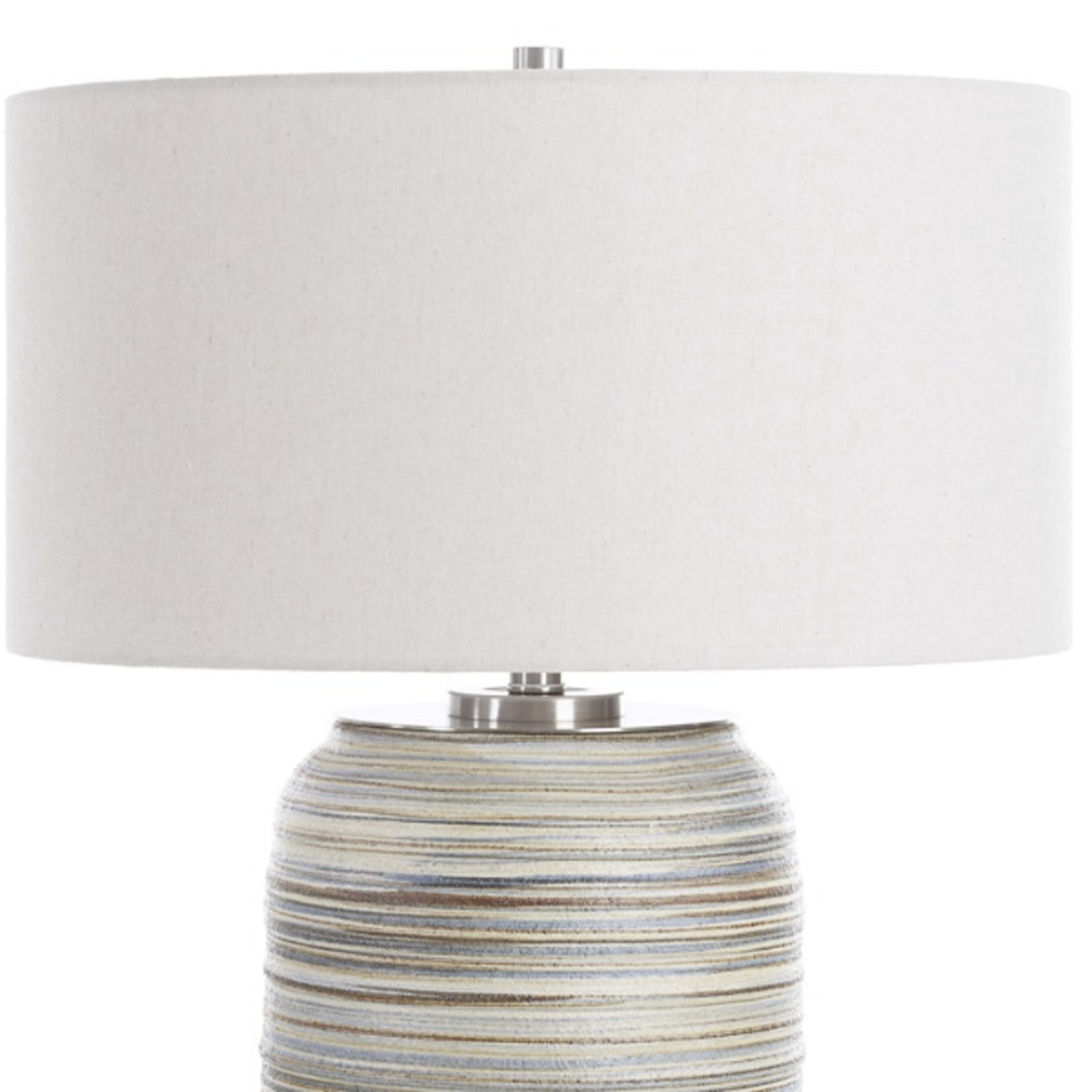 Outside The Box 27" Uttermost Prospect Brown Taupe Hues Striped Ceramic Table Lamp