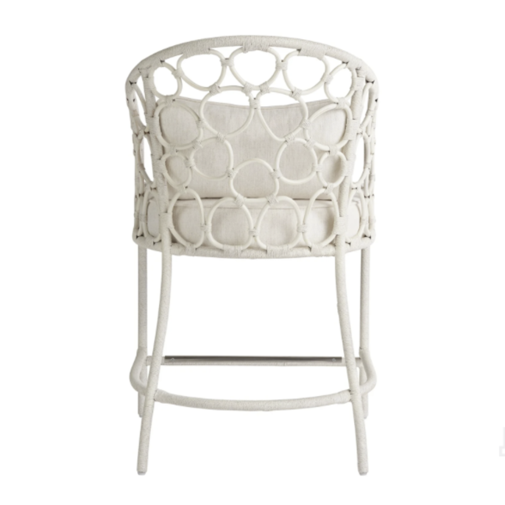 Outside The Box 24" Pebble Coastal White  Rattan Live Smart Performance Fabric Counter Stool