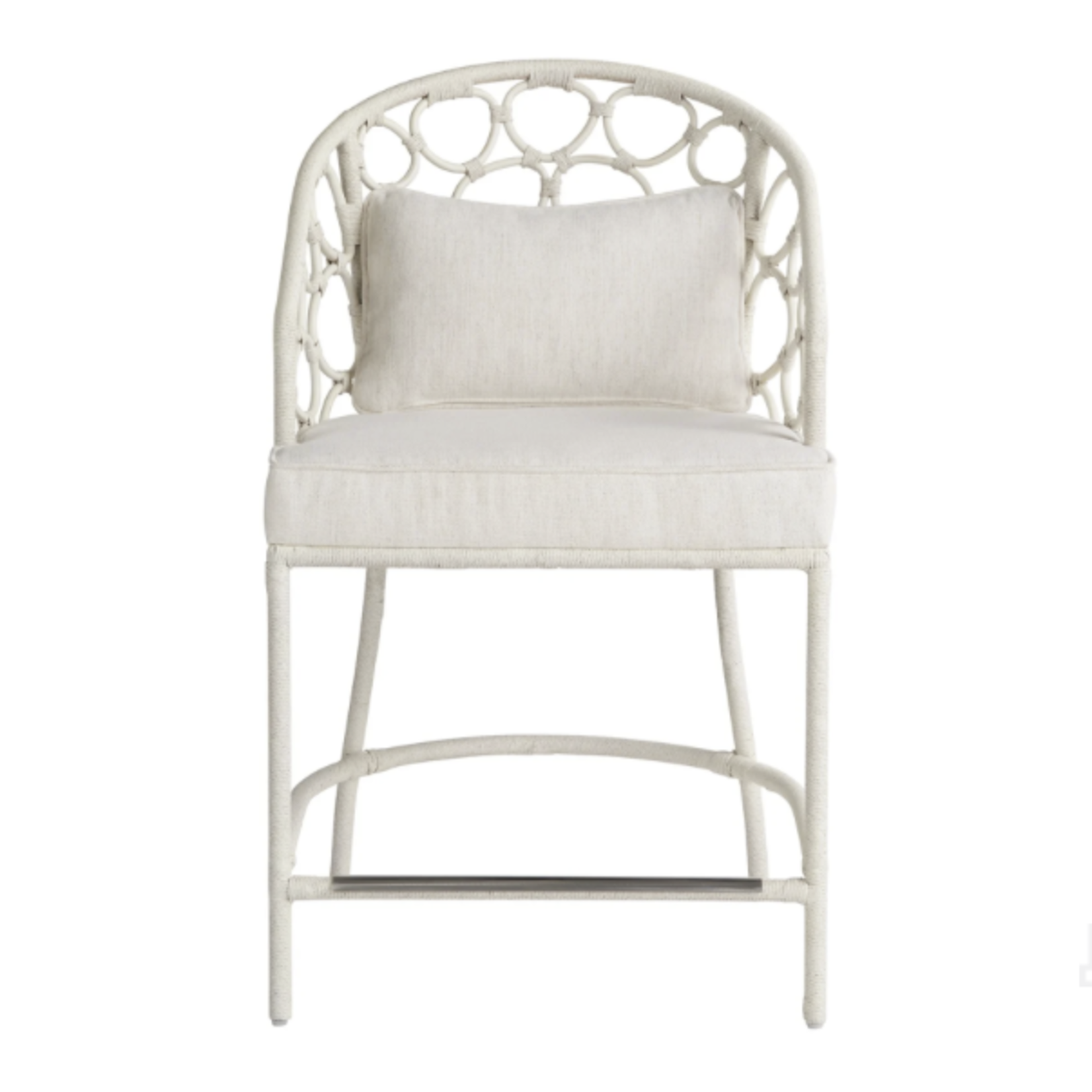 Outside The Box 24" Pebble Coastal White  Rattan Live Smart Performance Fabric Counter Stool