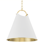 Outside The Box 18" Burnbay Soft White With Aged Brass Interior Pendant