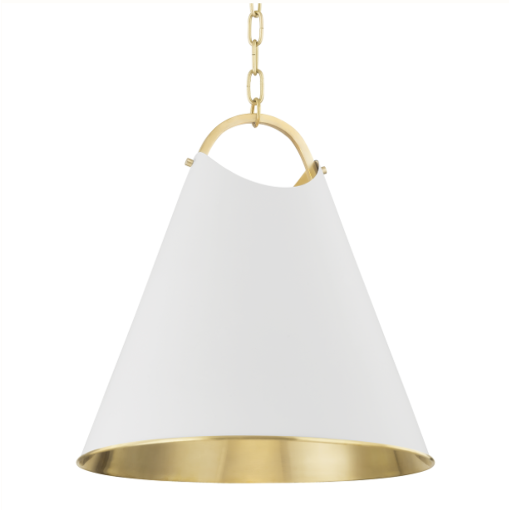 Outside The Box 18" Burnbay Soft White With Aged Brass Interior Pendant