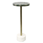 Bernard ACP Home 24" Green Agate & White Marble Round Martini Side Table