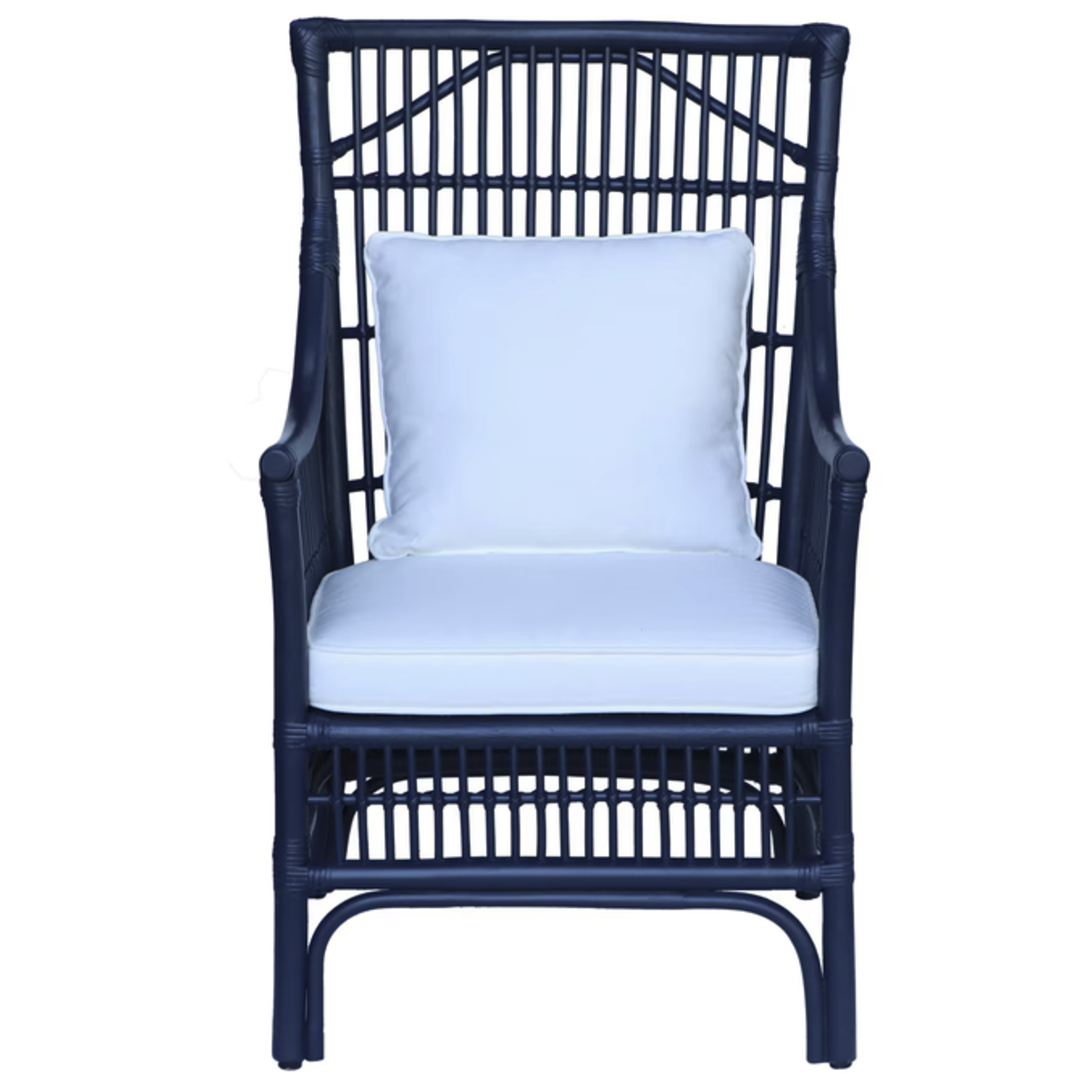 Outside The Box Winston II Rattan Arm Dining Chair In Navy Blue
