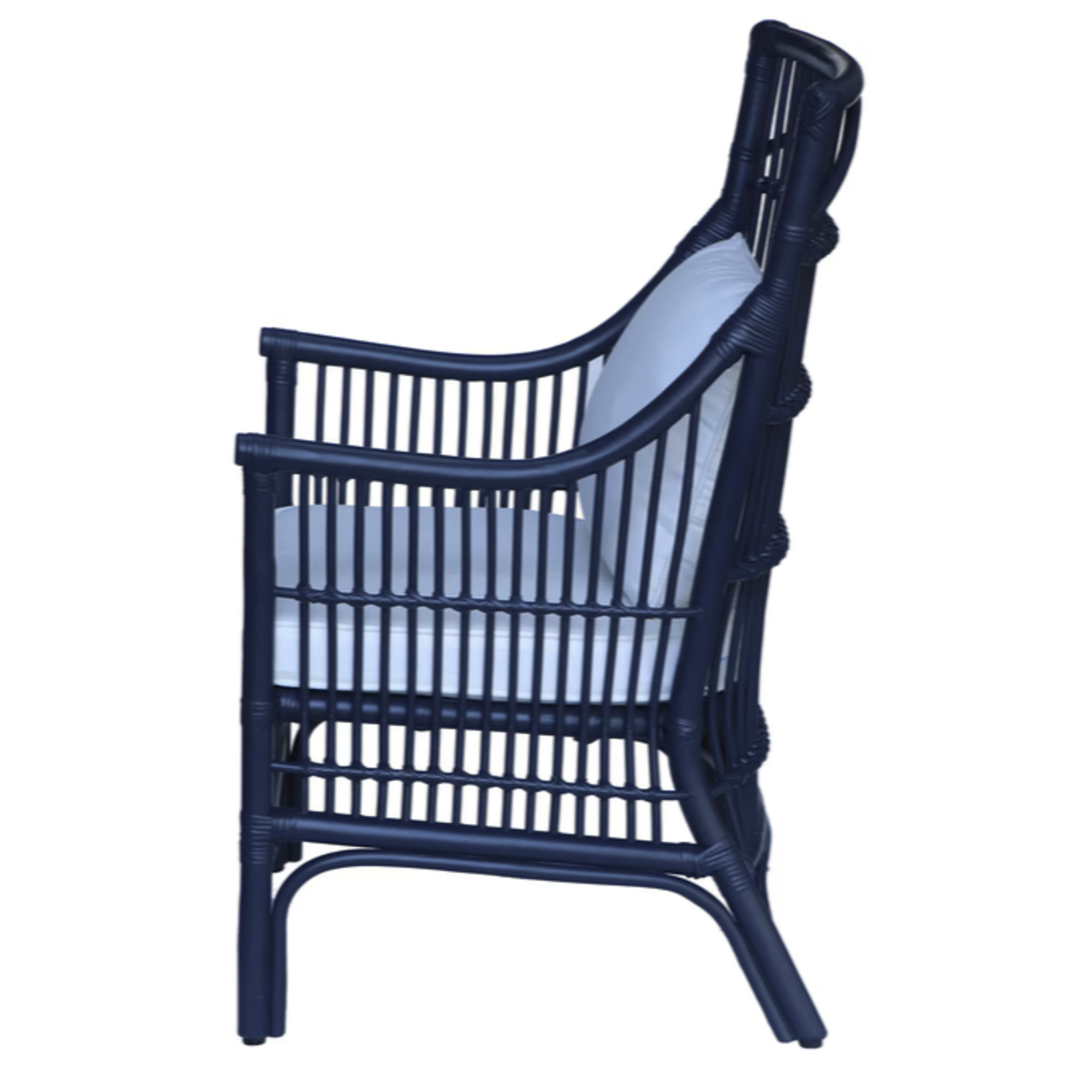 Outside The Box Winston II Rattan Arm Dining Chair In Navy Blue