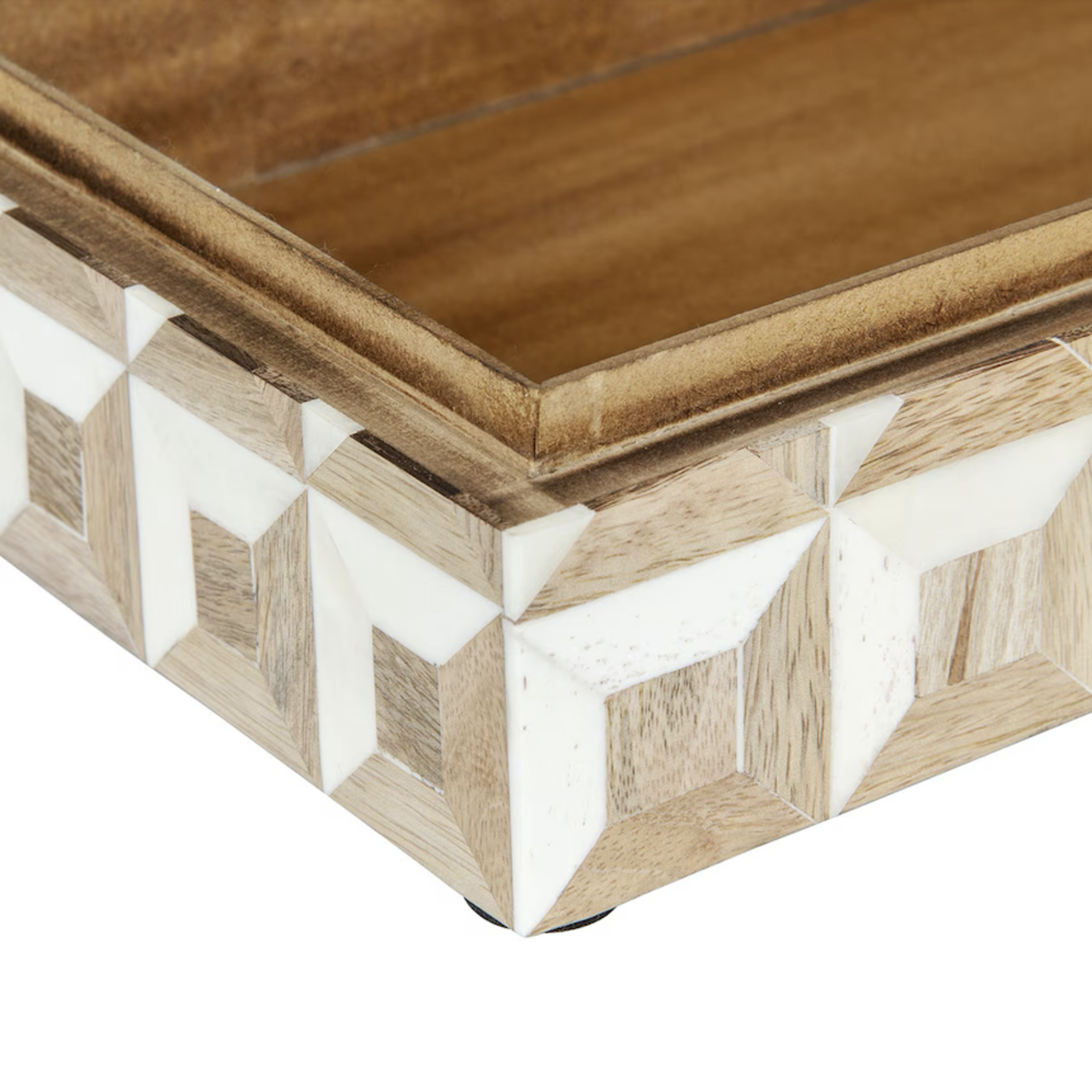 Outside The Box 14" Naira Wood & White Bone Inlay Decorative Box
