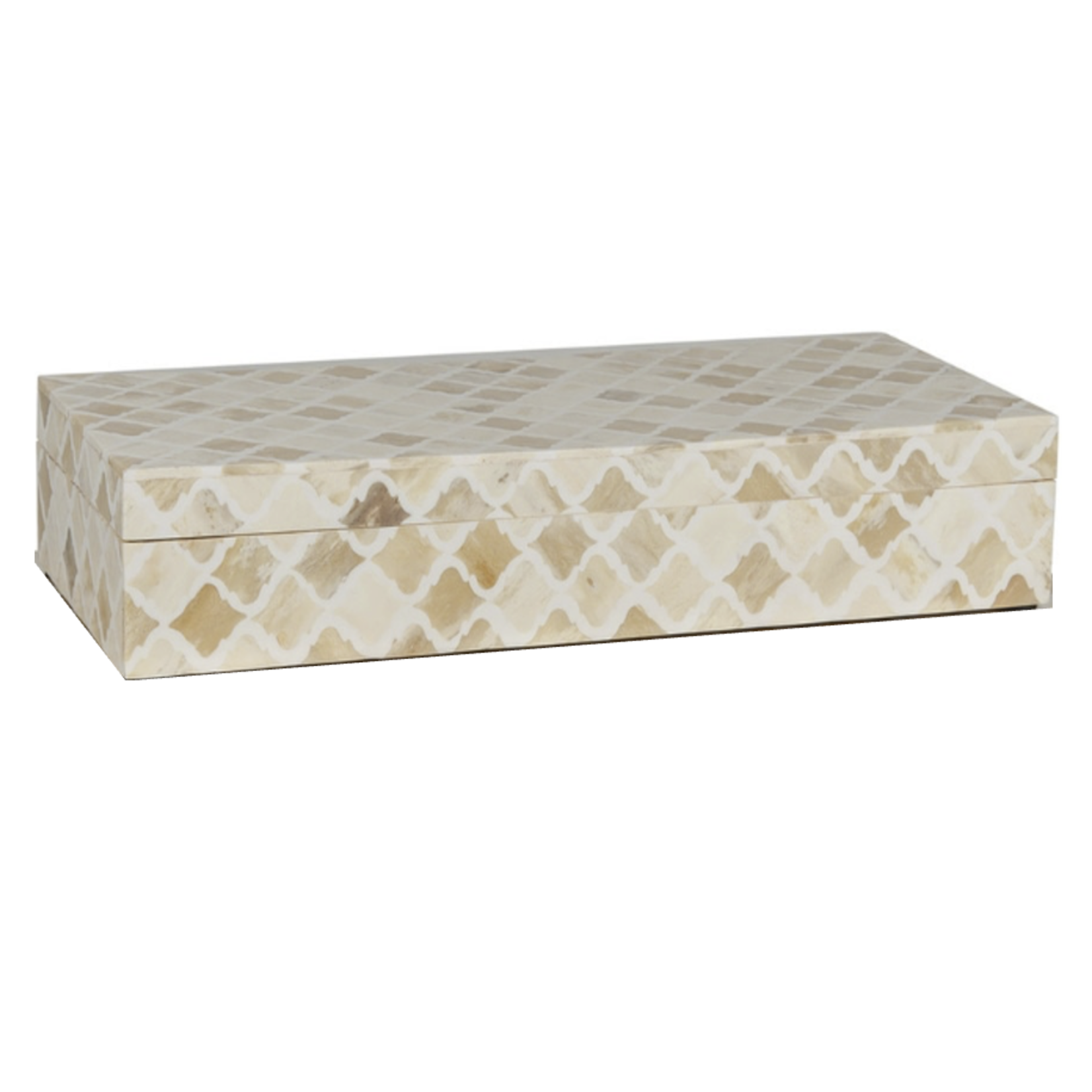 Outside The Box 16"  Rhea White Inlay & Wood Decorative Box