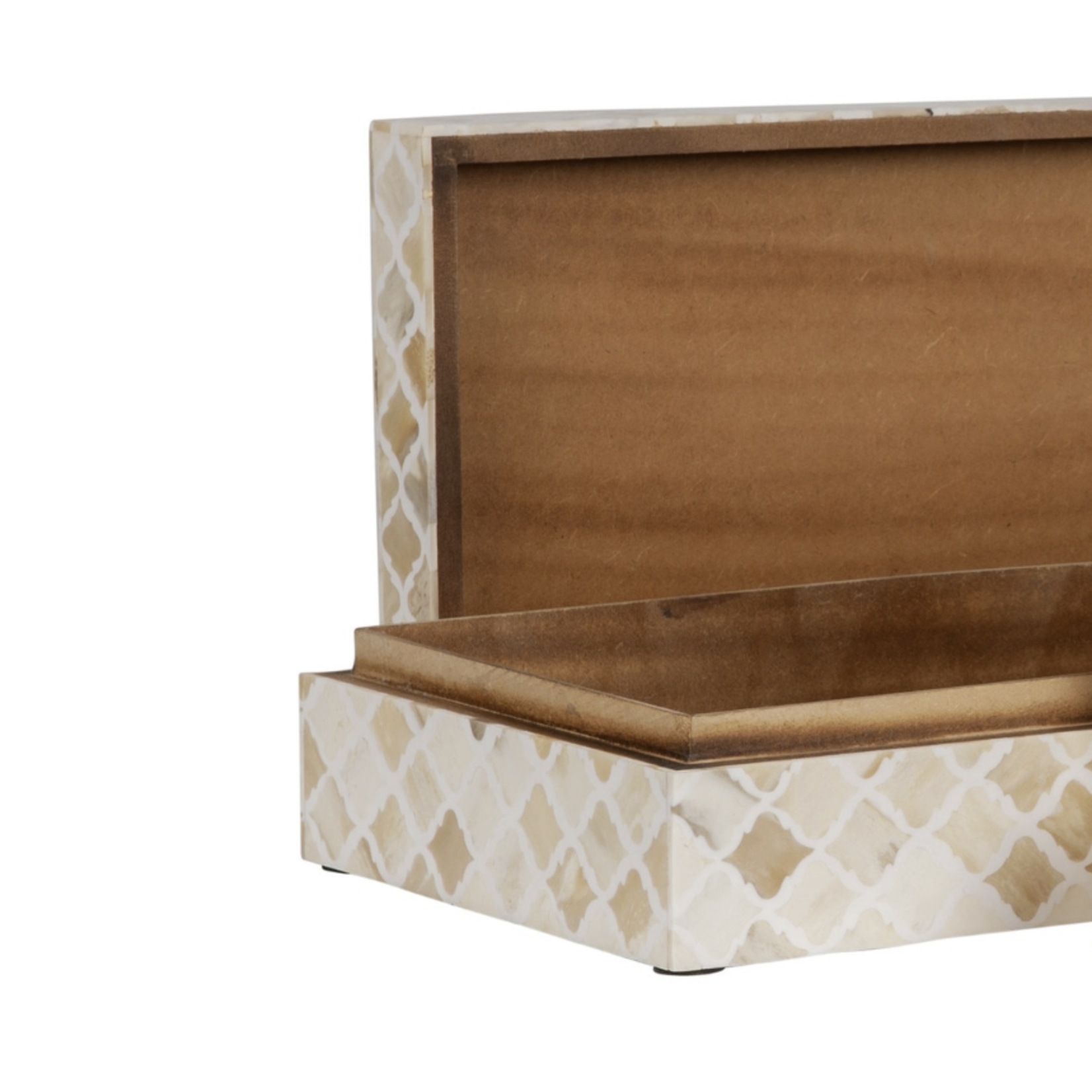 Outside The Box 16"  Rhea White Inlay & Wood Decorative Box