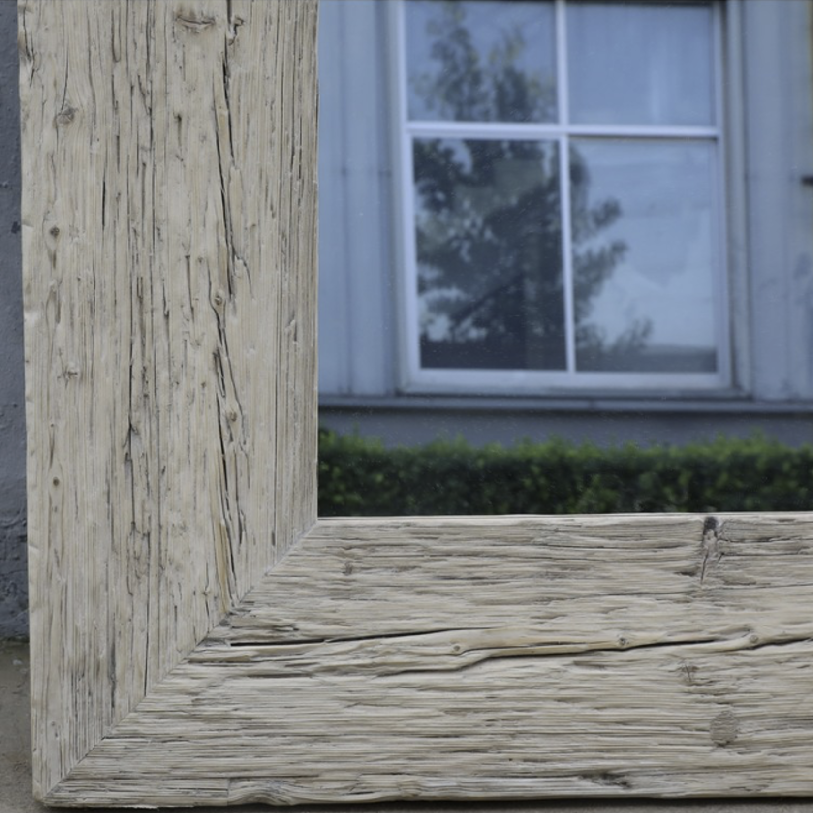 Outside The Box 87x87 Hand-Crafted Bleached Reclaimed Pine Wood Mirror #1