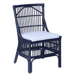 Outside The Box Winston II Rattan Side Dining Chair In Navy Blue