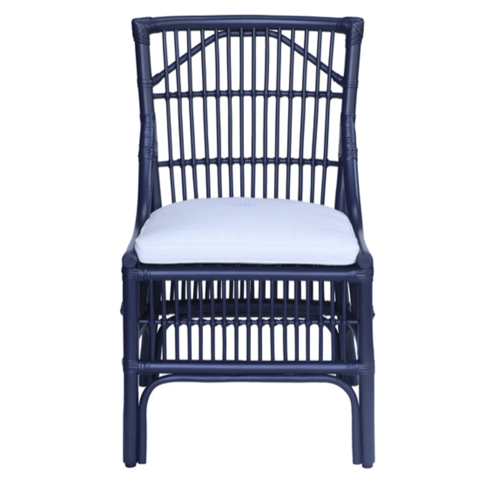 Outside The Box Winston II Rattan Side Dining Chair In Navy Blue