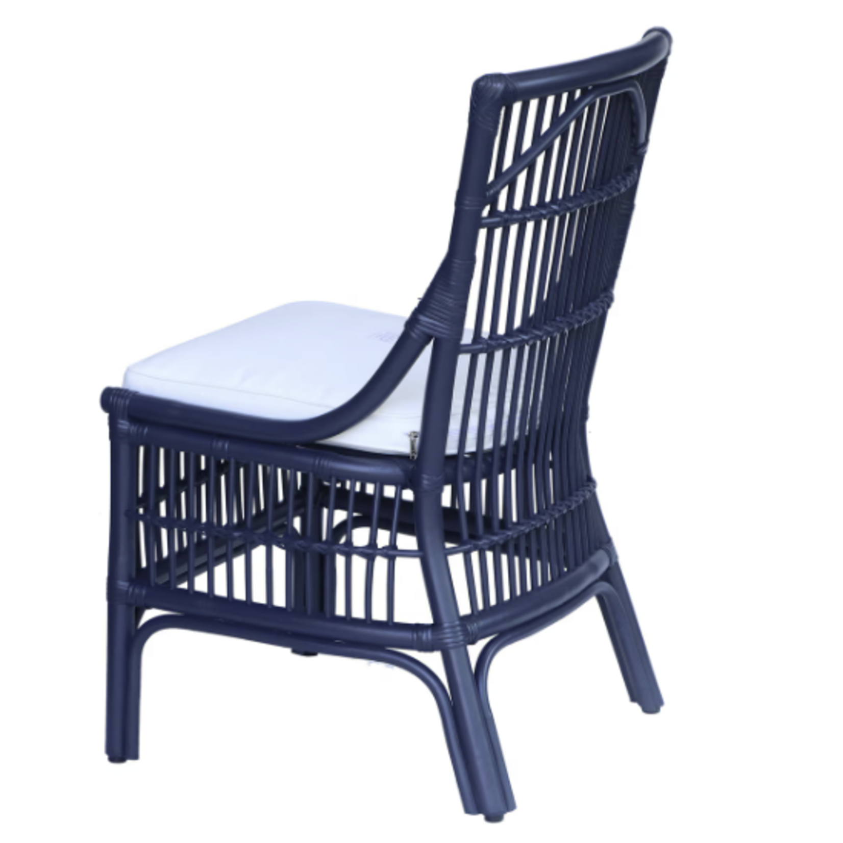Outside The Box Winston II Rattan Side Dining Chair In Navy Blue