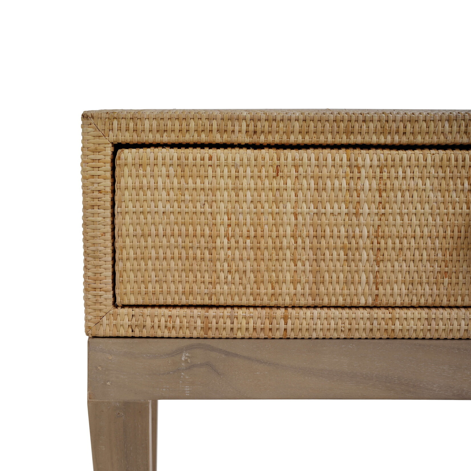 Outside The Box 28x18x31 Renoir Natural Rattan Wrapped Mahogany Side Table In Sandbar