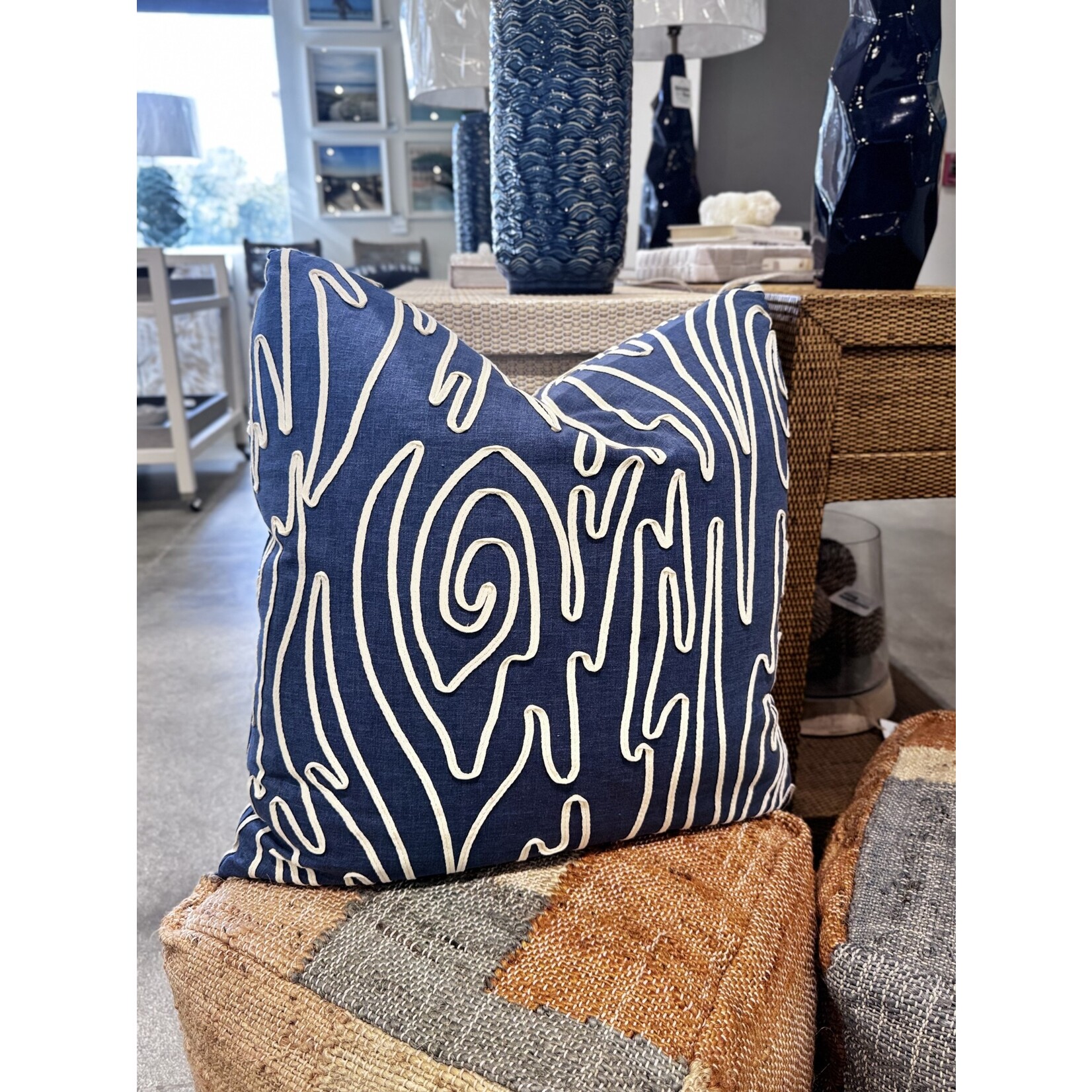 Outside The Box 24x24 Sidewinder Hand-Crafted Down Filled Pillow In Dark Denim