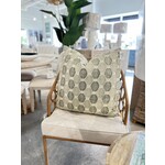 Outside The Box 24x24 Fringe Leaf Hand-Crafted Down Filled Pillow In Celadon