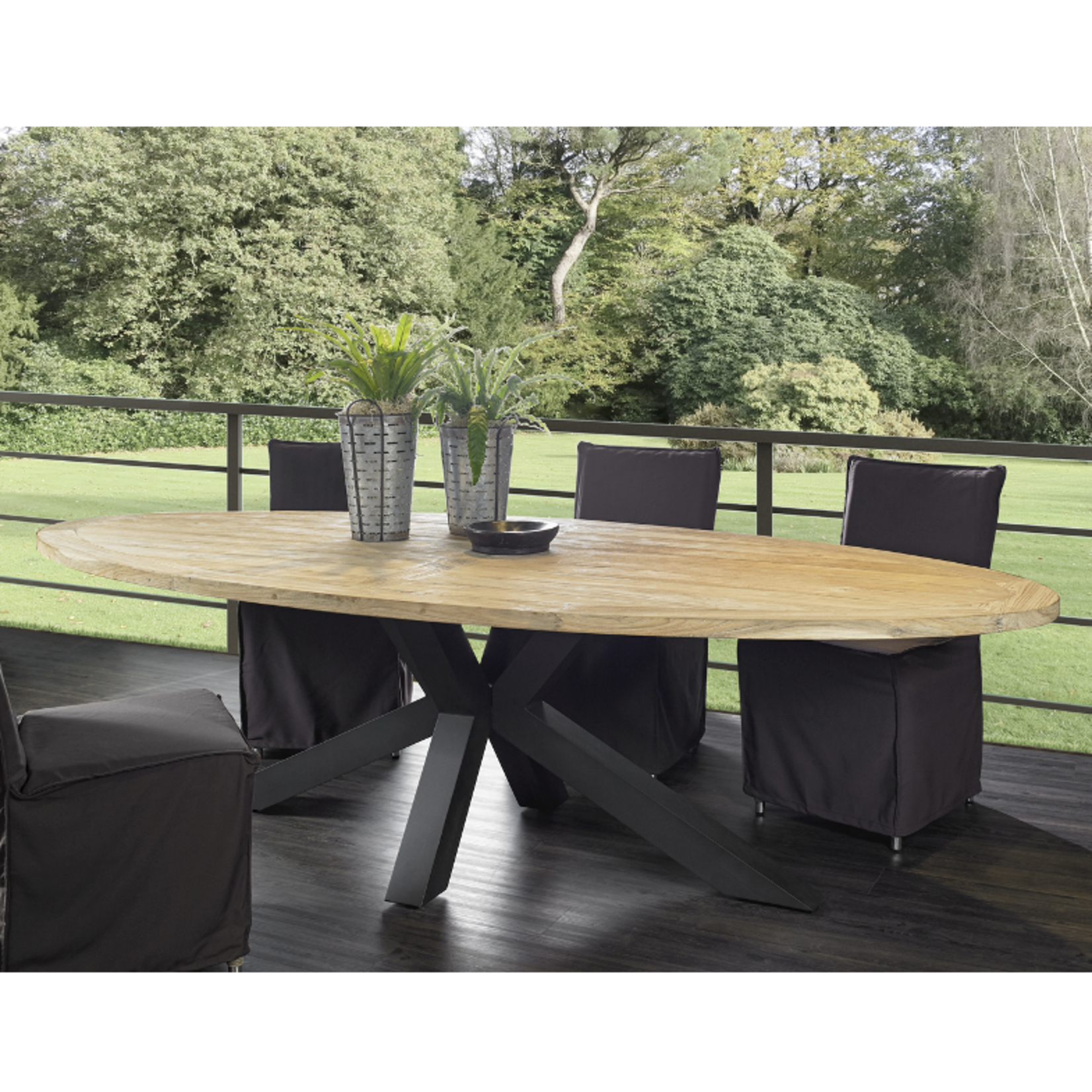 Outside The Box 111x51 Chiara Reclaimed Teak Oval Outdoor Dining Table
