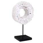 Outside The Box 24" Bleached Teak Wood Sculpture On Black Stand