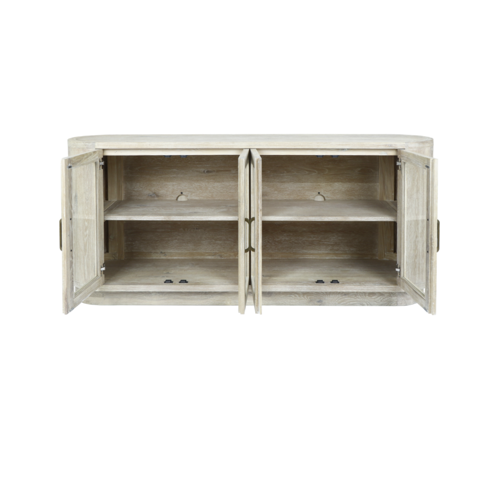 Outside The Box 78x18x36 Biltmore Solid Oak White Wash 4 Door Buffet / Sideboard