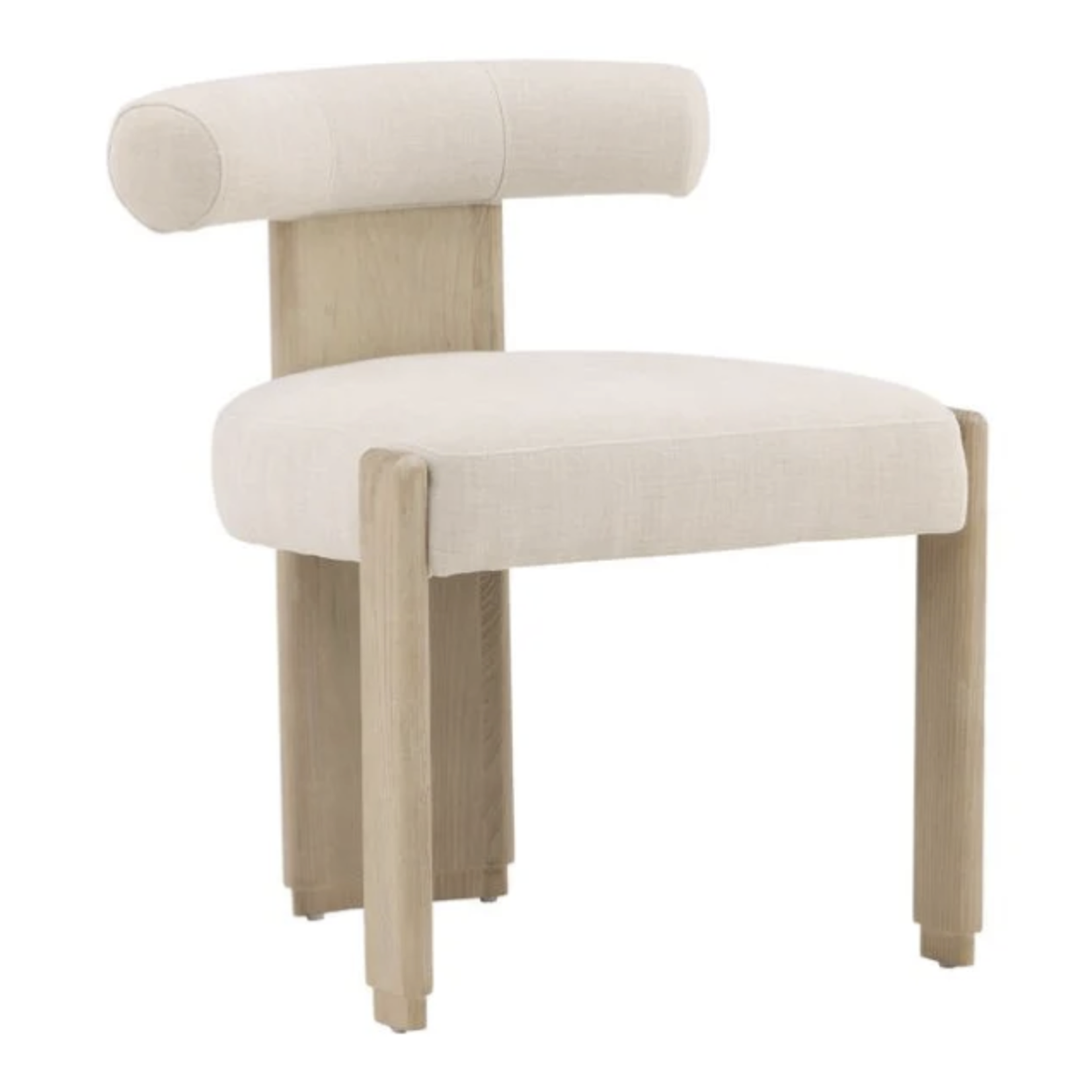 Outside The Box Gwyneth Cream Performance Fabric Natural Wood Dining Chair