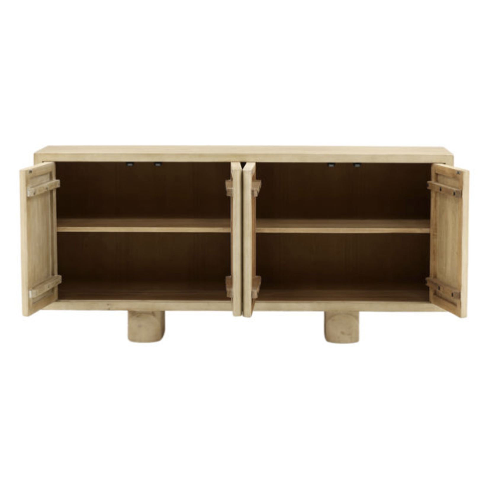 Outside The Box 73x18x34 Thalia Light Reclaimed Pine Wood 4 Door Sideboard