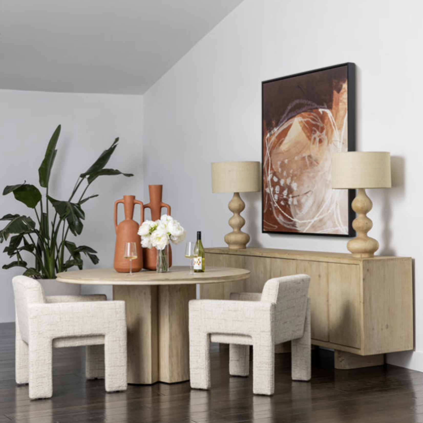 Outside The Box 73x18x34 Thalia Light Reclaimed Pine Wood 4 Door Sideboard