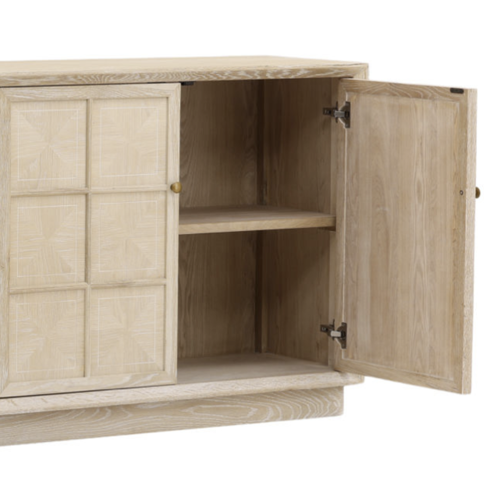 Outside The Box 87x18x35 Durrant Light Oak Wood 4 Door Sideboard