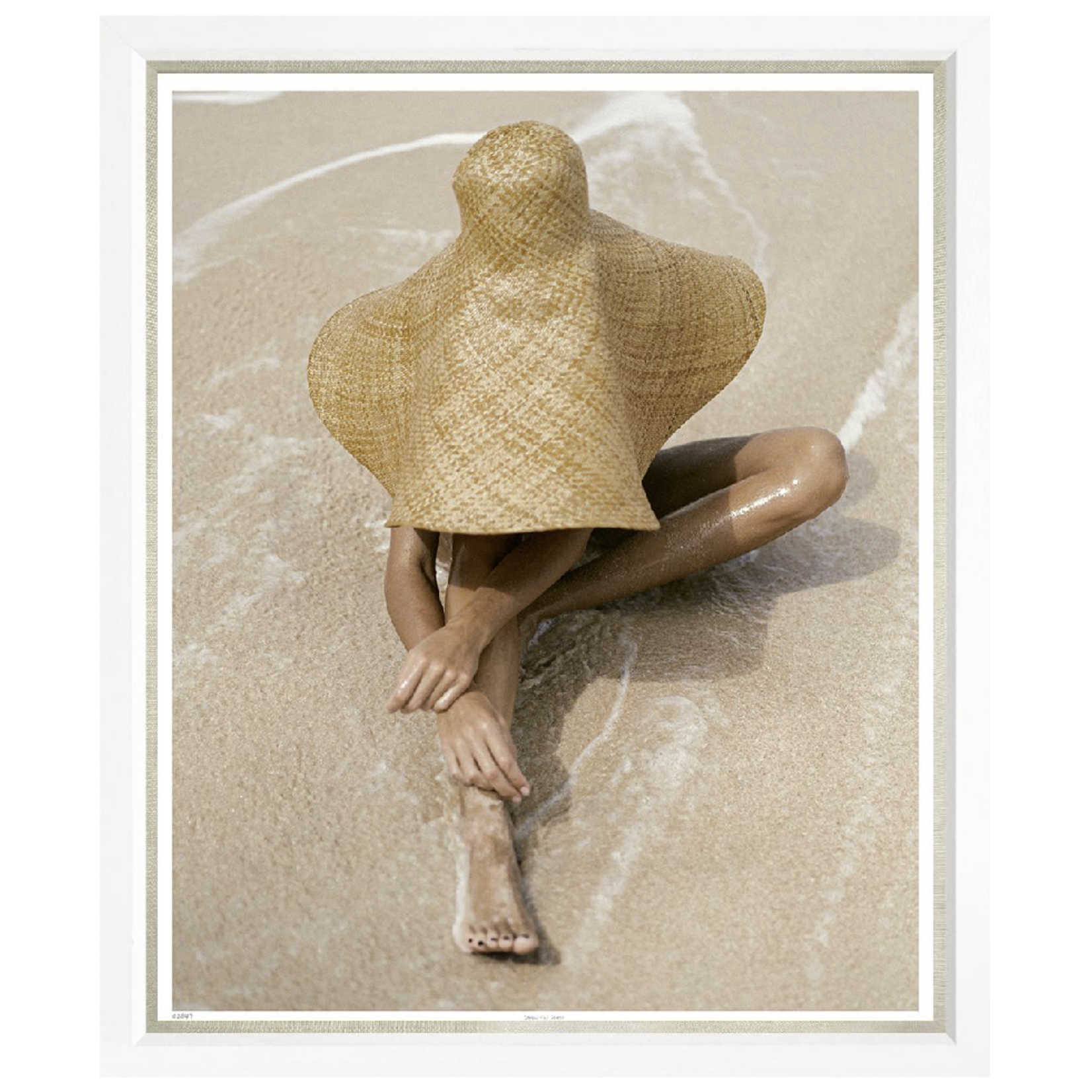 Outside The Box 50x43 Trowbridge Straw Hat Stretch Art White Frame With Linen Slip