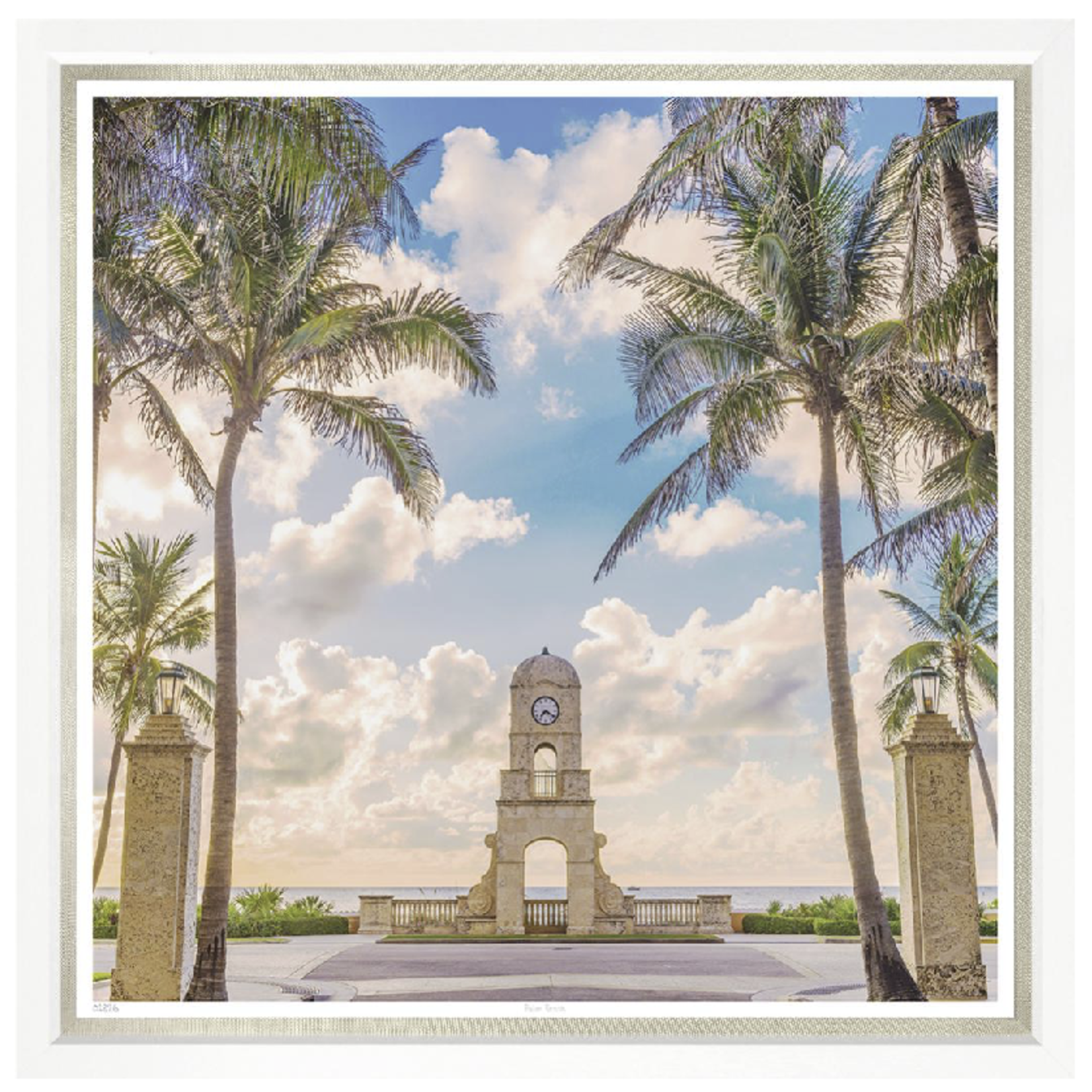 Outside The Box 43x43 Trowbridge Palm Beach White Frame With Linen Slip Art